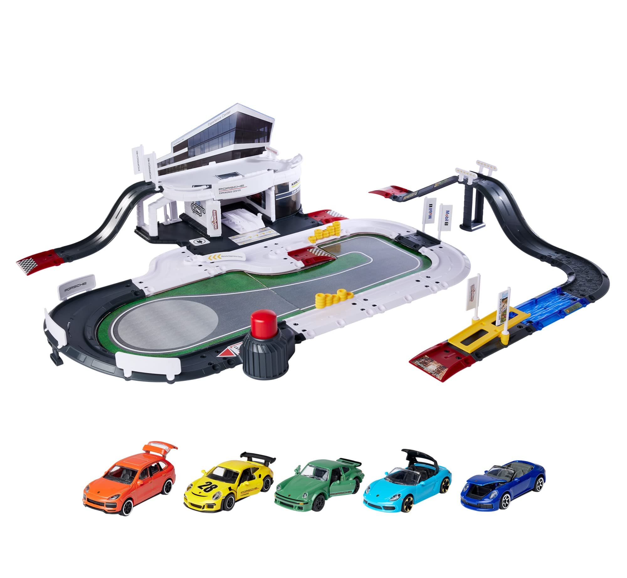 Simba Toys 212050029 Majorette - Porsche Centro de Pruebas Experience Center, incluye 5 Coches, Circuito de Carretera y Todoterreno, para Niños a Partir de 5 Años