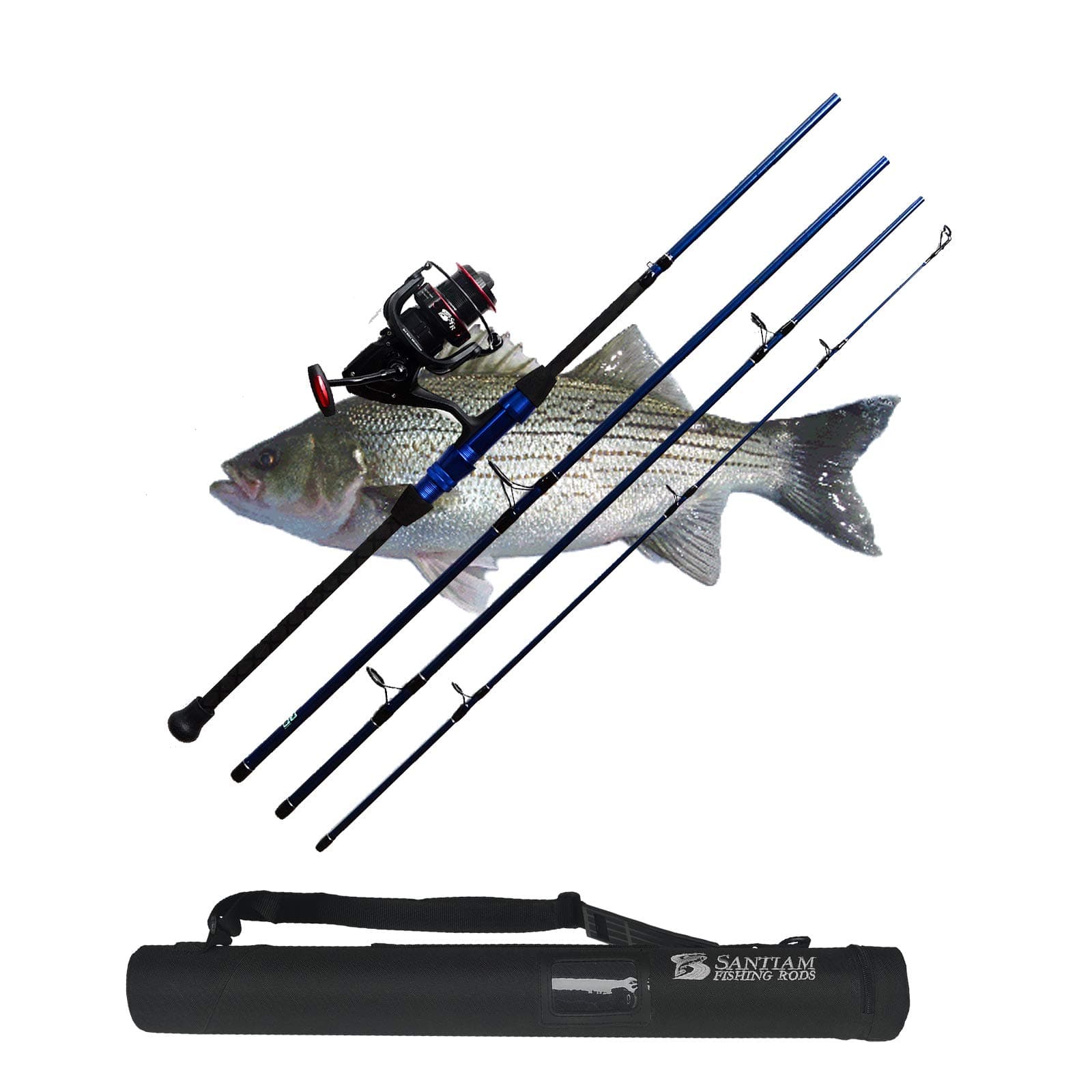 Santiam Fishing RodsTravel Rod 4 Piece 9'0" 12-25lb Surf Rod and Reel Combo