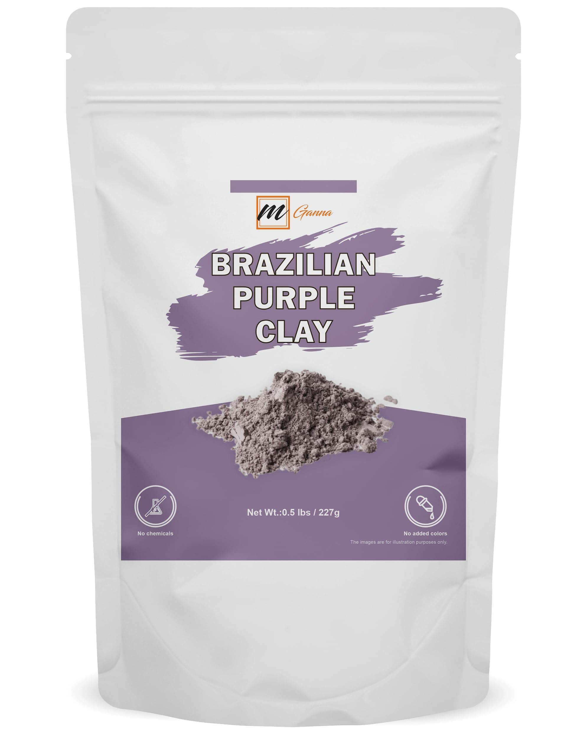 100% Natural Brazilian Purple Clay Powder for Face packs, Creams and Soaps and other Cosmetic Formulations 0.5 lbs / 227 gms