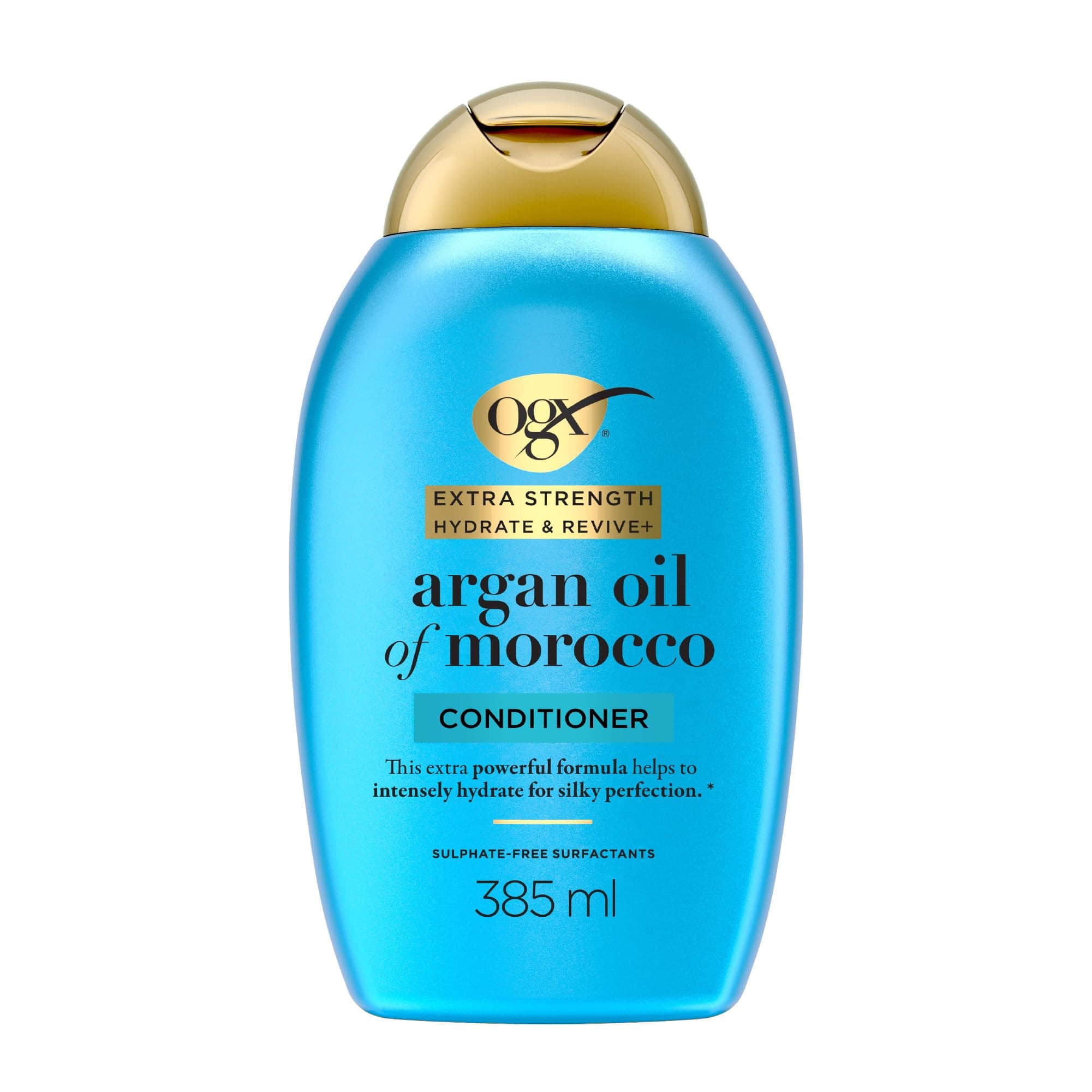 OGX Extra Strength Hydrate & Revive with Argan Oil of Morocco Conditioner, with Silk Proteins, Intensely Hydrates and Locks in Moisture, for Silky Perfection, Sulfate Free, 385ml