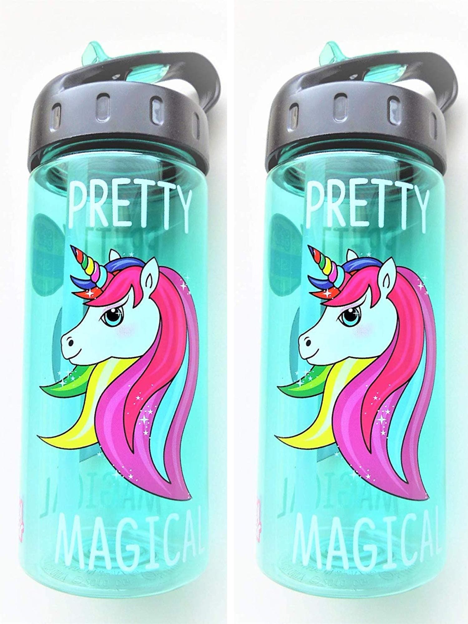 COOL GEAR BPA- Free Unicorn Sip Water Bottle with Straw (2-Pack)