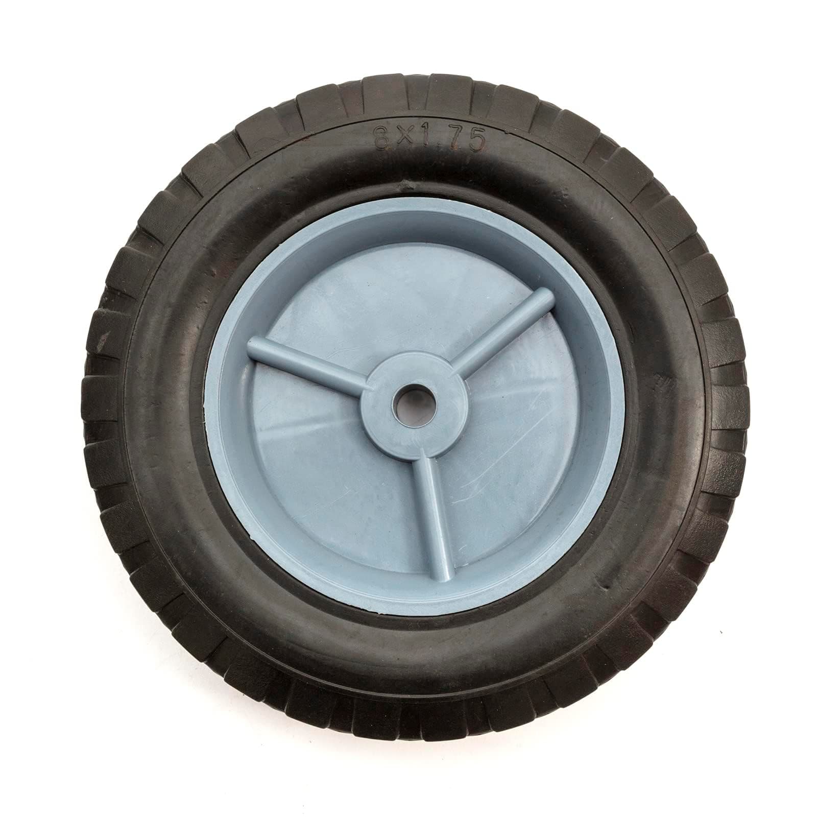 8 x 1.75 Inch Sack Truck Replacement 8" Plastic Wheel Solid Rubber Tyre 22.6mm Offset 12.7mm Bore 34mm Hub