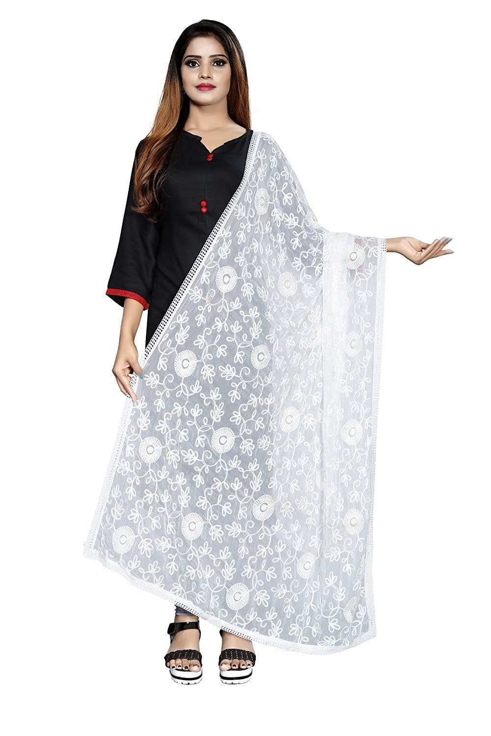 Akshar Llc Miss India Women's Chiffon Dupatta With Goodembroidery