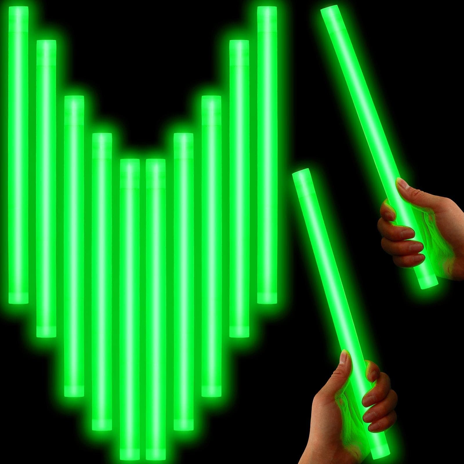 Lewtemi 10 Pcs Large Glow Sticks Big Giant Jumbo Halloween Christmas Emergency Light Stick for Camping Accessories, Survival Kit