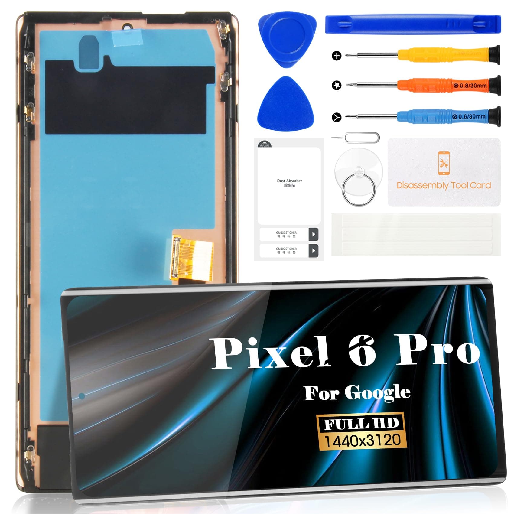OLED for Google Pixel 6 Pro Screen Replacement for Google Pixel 6 Pro LCD Digitizer Repair Kits for Google Pixel 6 Pro GLUOG G8VOU Touch Screen Display Assembly Replacement with Frame(Black)