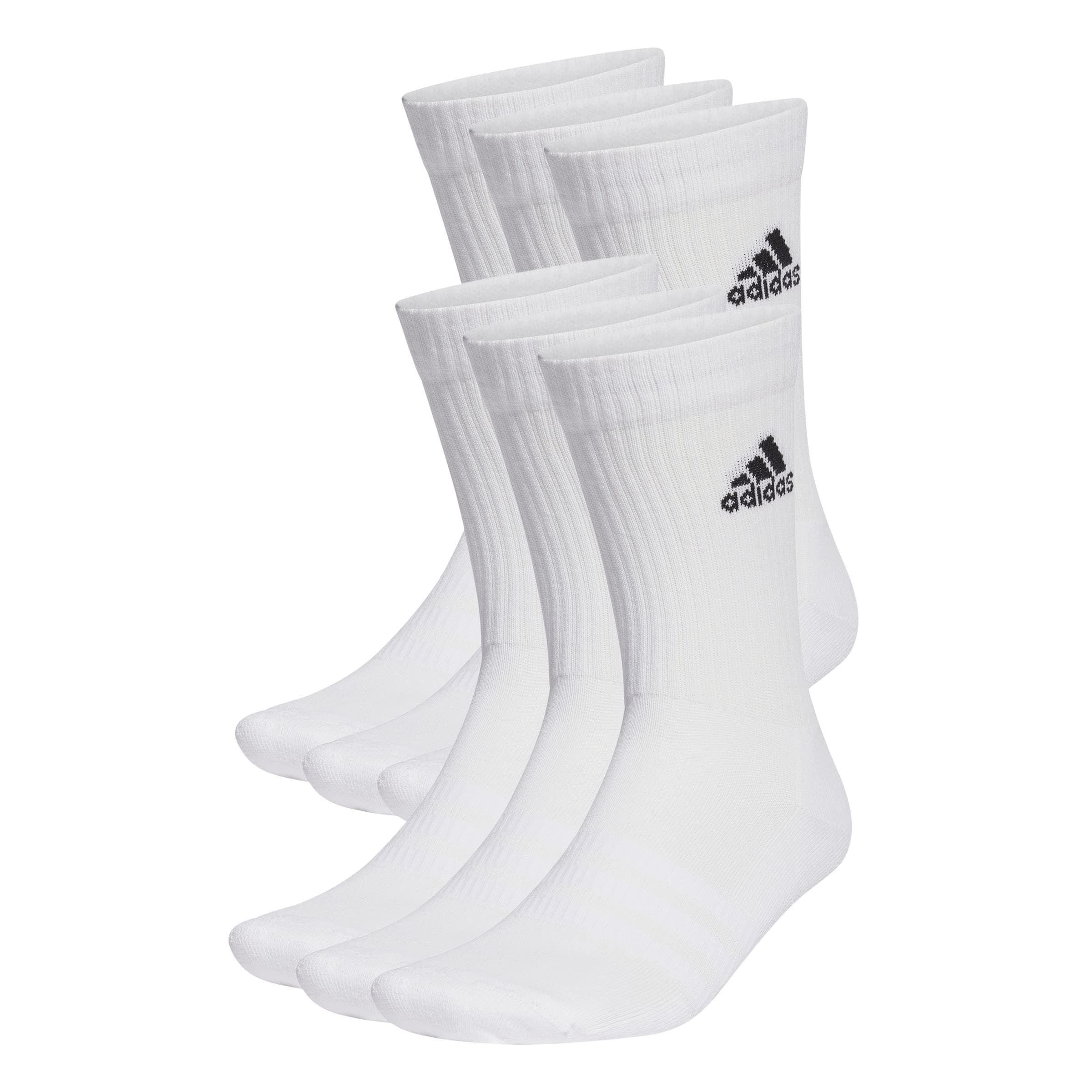 Unisex Cushioned Sportswear Crew Socks 6 Pairs Socks, Black/White, 6-7 Years