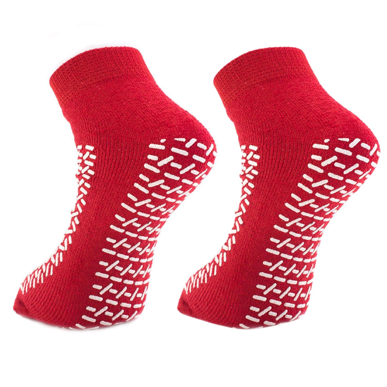 Slipper Socks/Fall Prevention Socks - Red (Pair) Size: One Size - As Used by NHS (1 Pair)