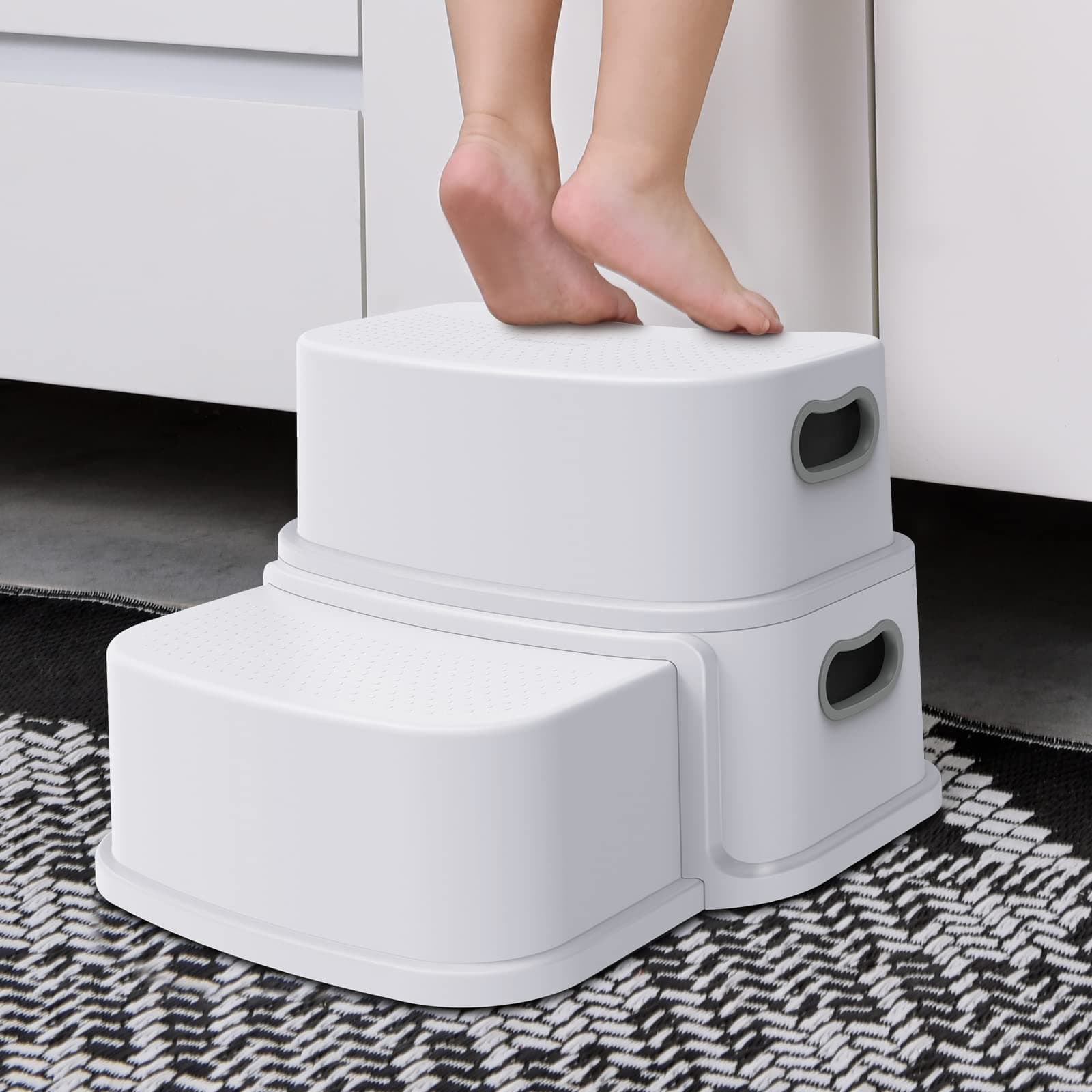 Glamore2 Step Stool for Kids – Non-Slip, Lightweight – Toddler Step Stool for Bathroom Sink Sturdy with 300 lbs Capacity – Easy to Clean & Install – Ideal for Bathroom, Kitchen, Toilet Training