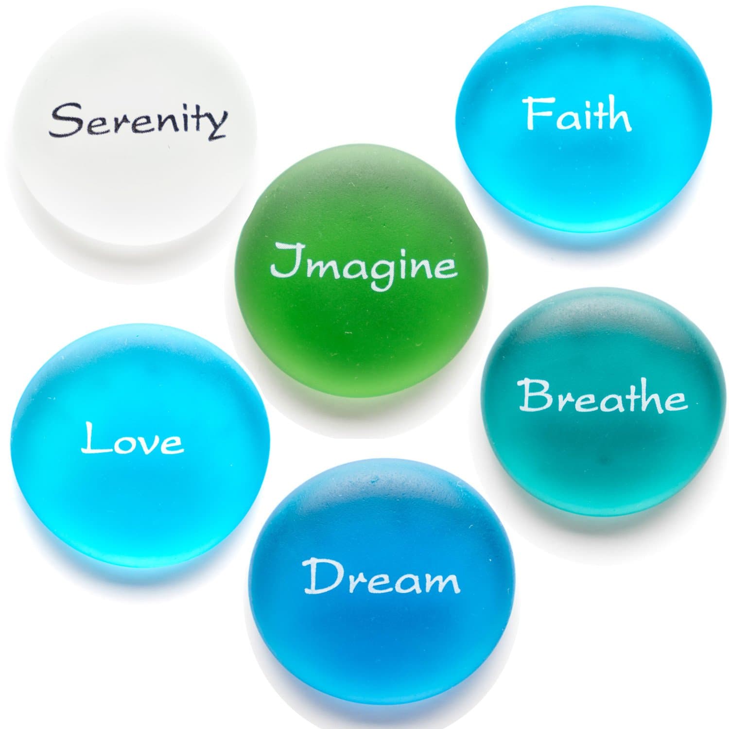 Lifeforce Glass The Mermaid's Message: Frosted Sea Glass Stones, Six Inspiring Words in Beach Colors, Packaged in a Deluxe Box Set II