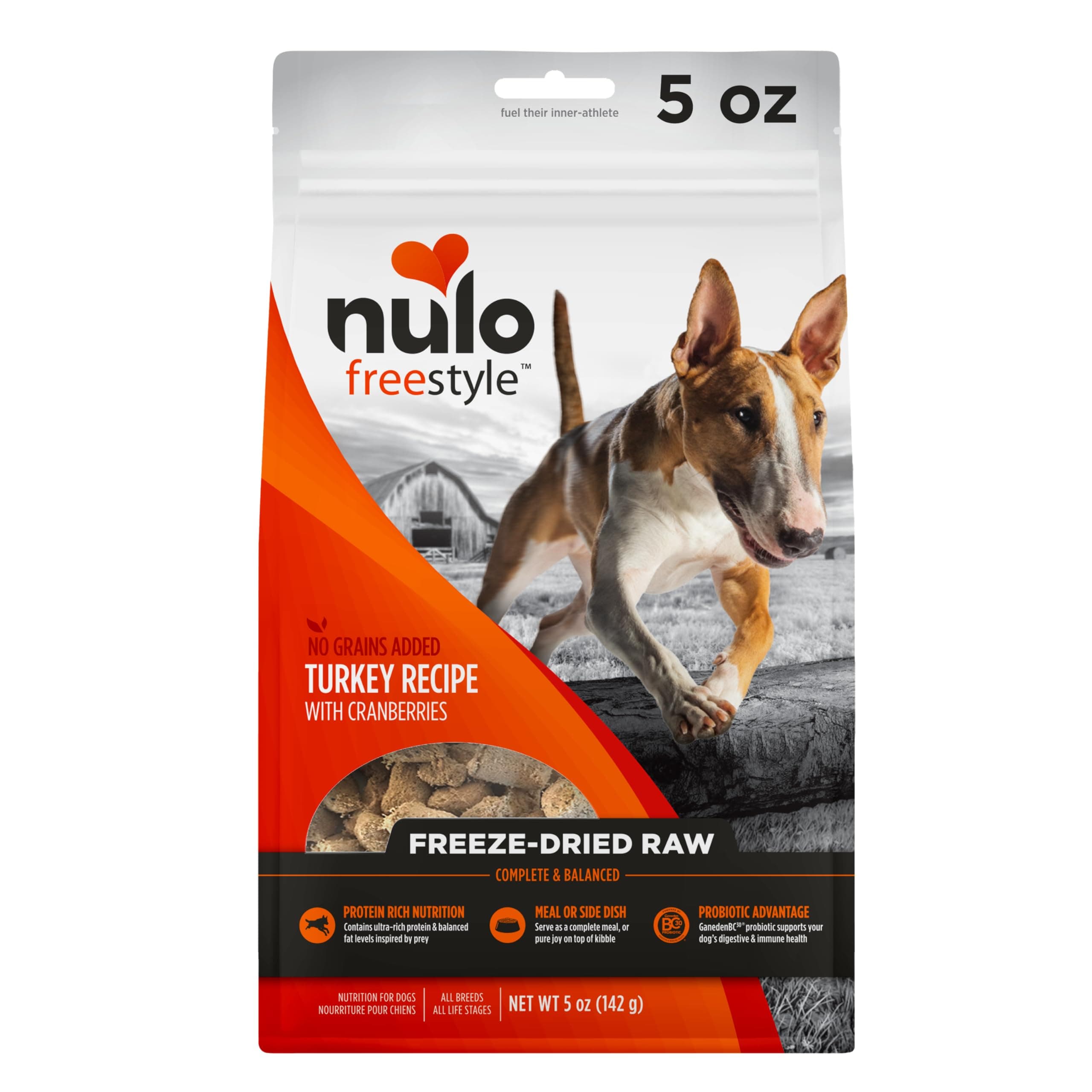 NuloFreestyle Freeze-Dried Raw, Ultra-Rich Grain-Free Dry Dog Food for All Breeds and Life Stages with BC30 Probiotic for Digestive and Immune Health