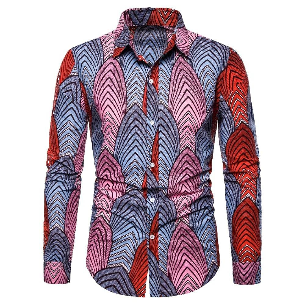 Mens T Shirts Print Shirt Men Batik Wax Cotton Clothes Long Sleeve Shirts Traditional African-Cx2055_Asian_M