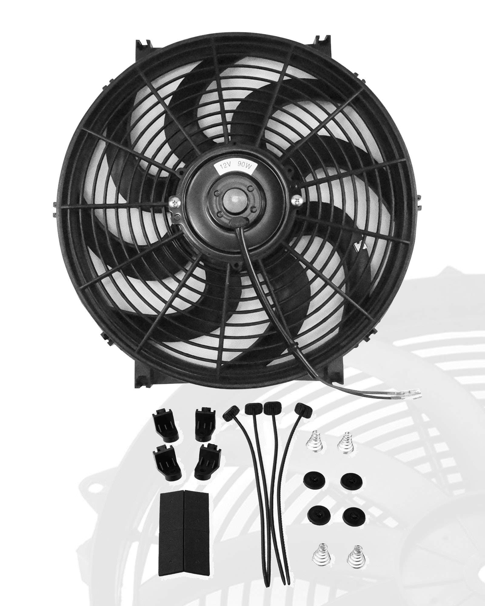 BLACKHORSE-RACING 12" inch Slim Fan Push Pull Electric Radiator Cooling Fans 12V Mount Kit Unversal Black