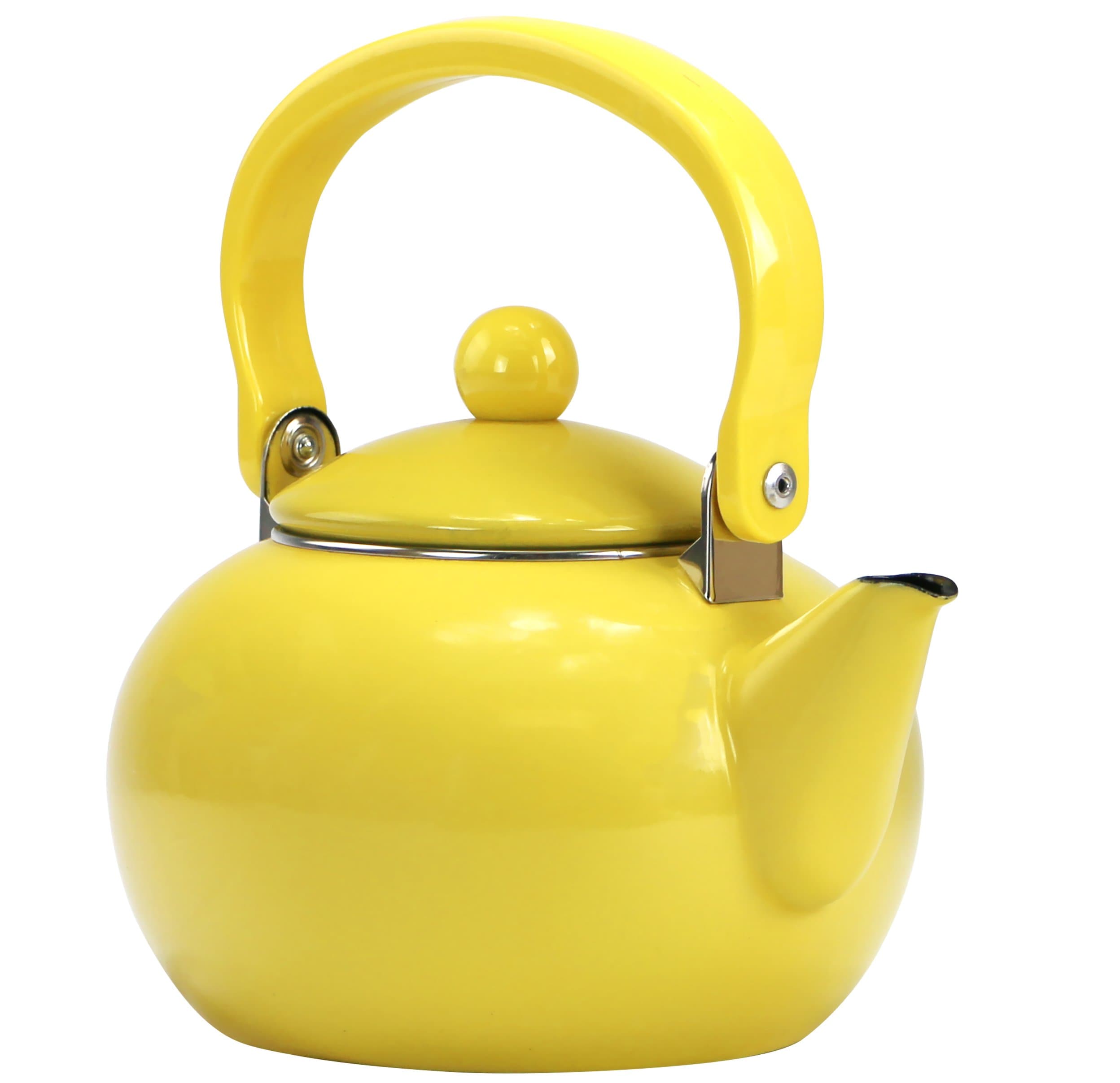 Calypso Basics by Reston Lloyd 2-Quart Enamel-on-Steel Tea Kettle, Lemon Yellow