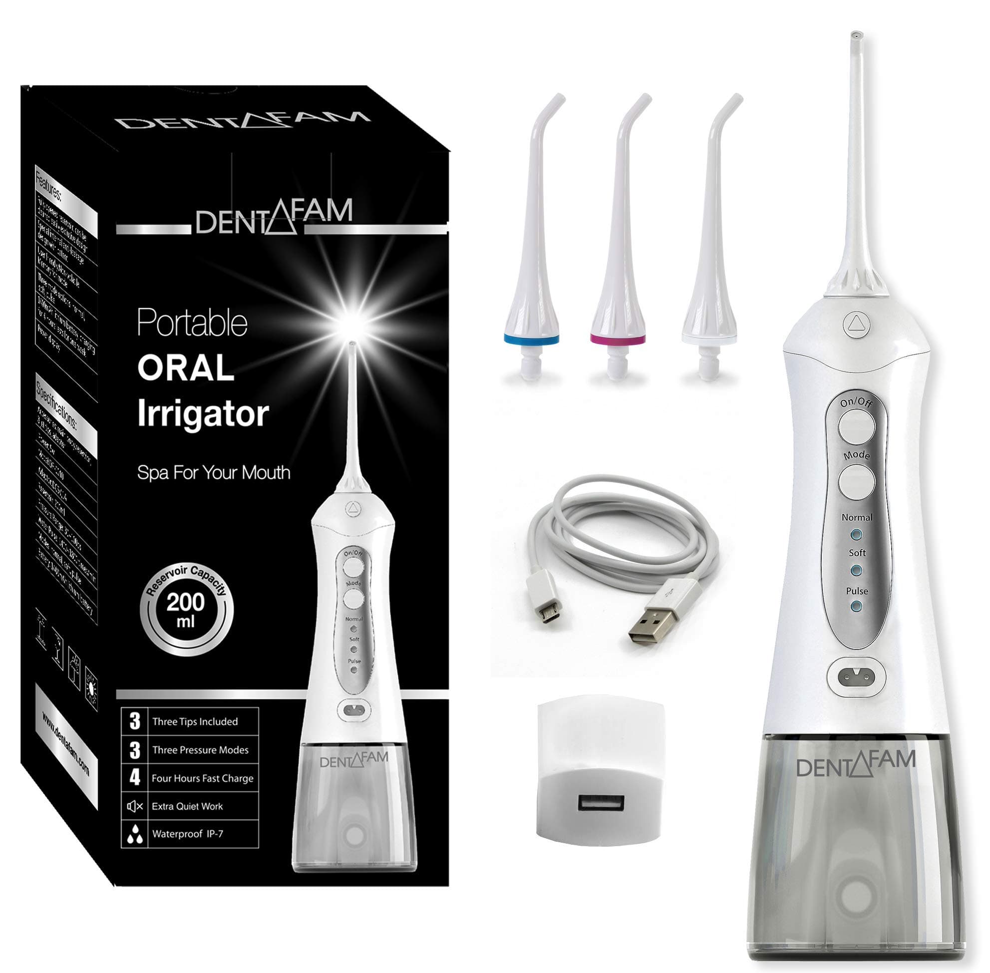 Water Flosser Cordless Oral Irrigator - Teeth Cleaner Water Floss - Rechargeable Portable Oral Irrigator for Travel and Home