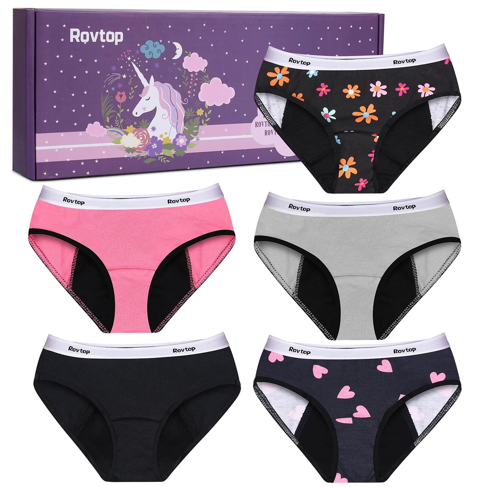Rovtop Girls Menstrual Period Pants Teenager (Solid + Pattern)