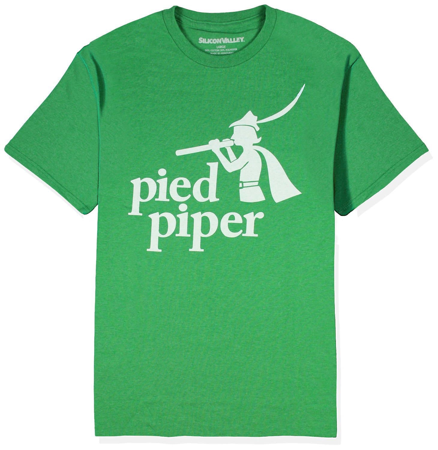 Silicon Valley Men's Original Pied Piper Logo T-Shirt (Heather Kelly Green, Medium)