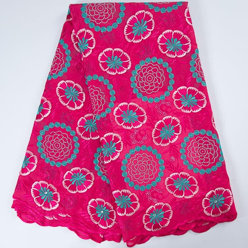 African Lace Fabric 5 Yards, Nigerian Mesh Embroidery Lace Fabric for Party/Wedding/Daily Sewing (15175)