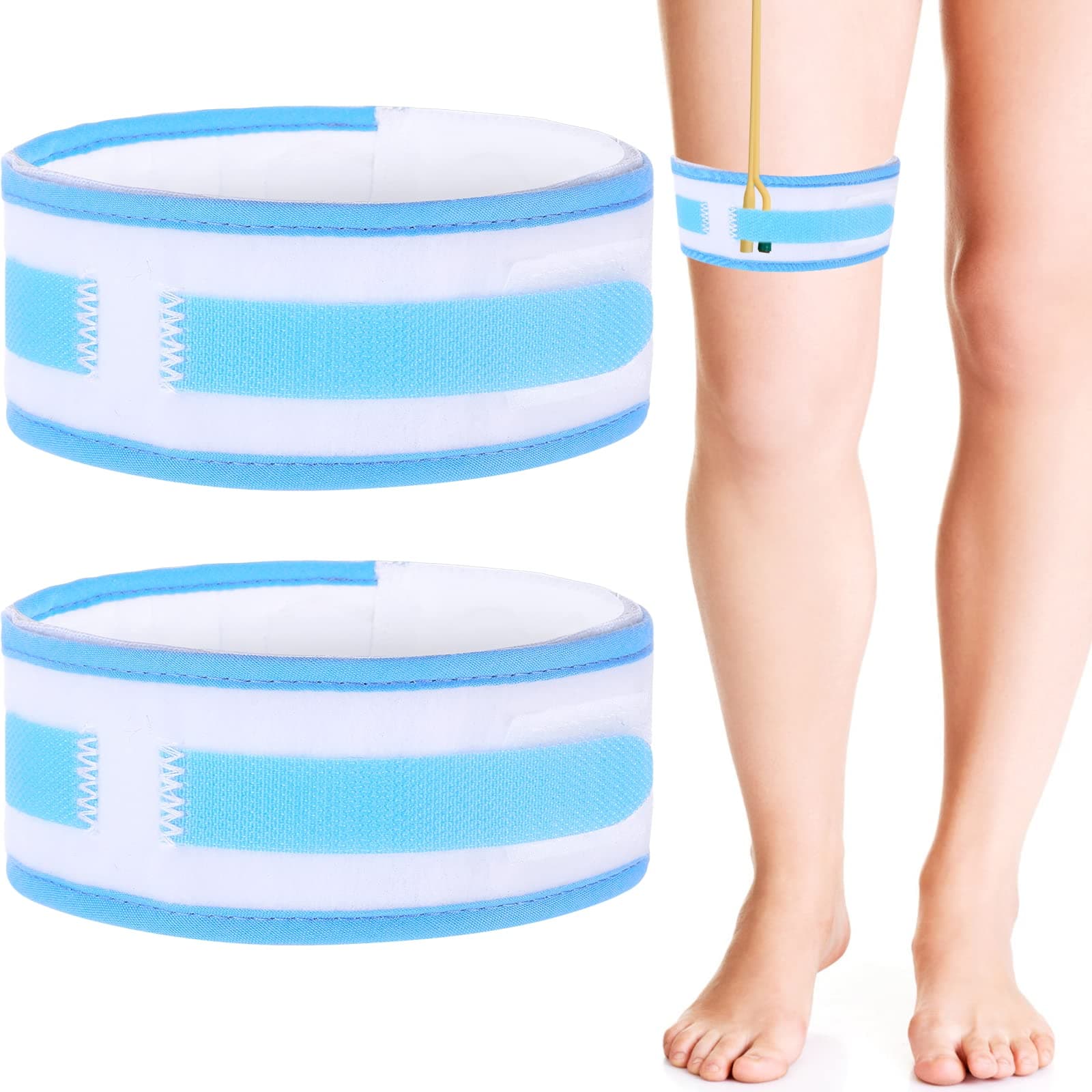 Thinp 2 Pieces Catheter Supplies, Catheter Leg Bag Holder Leg Bag Straps Urine Drainage Bag Support Catheter Stabilization Device Holder for Men Women (Blue)