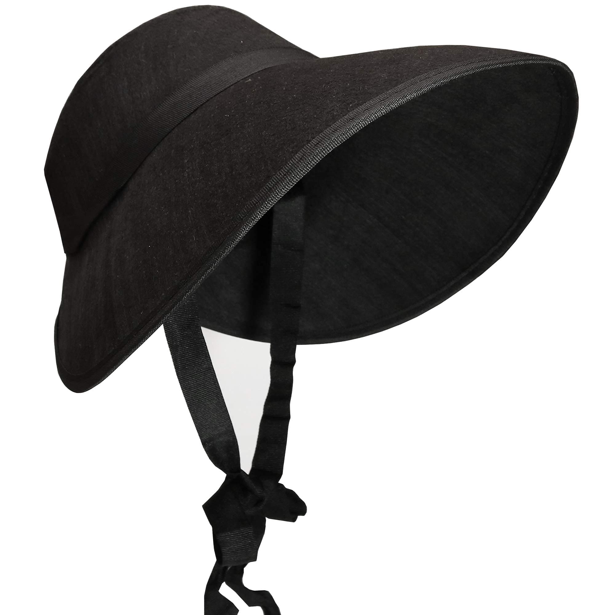 SkeleteenVintage Old Fashioned Bonnet - Black Colonial Pioneer Prairie Felt Sun Hat Costume Bonnets for Women and Children