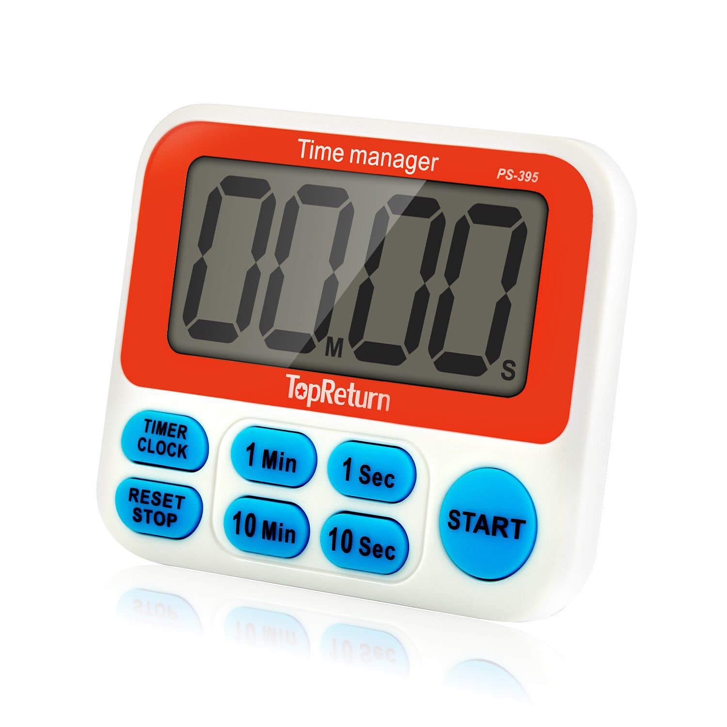 TopReturn Kitchen Timer, Dual Count UP/Down Timer, Led Digital Large Display, Loud Alarm, Magnetic Backing, Stand (1 pack)