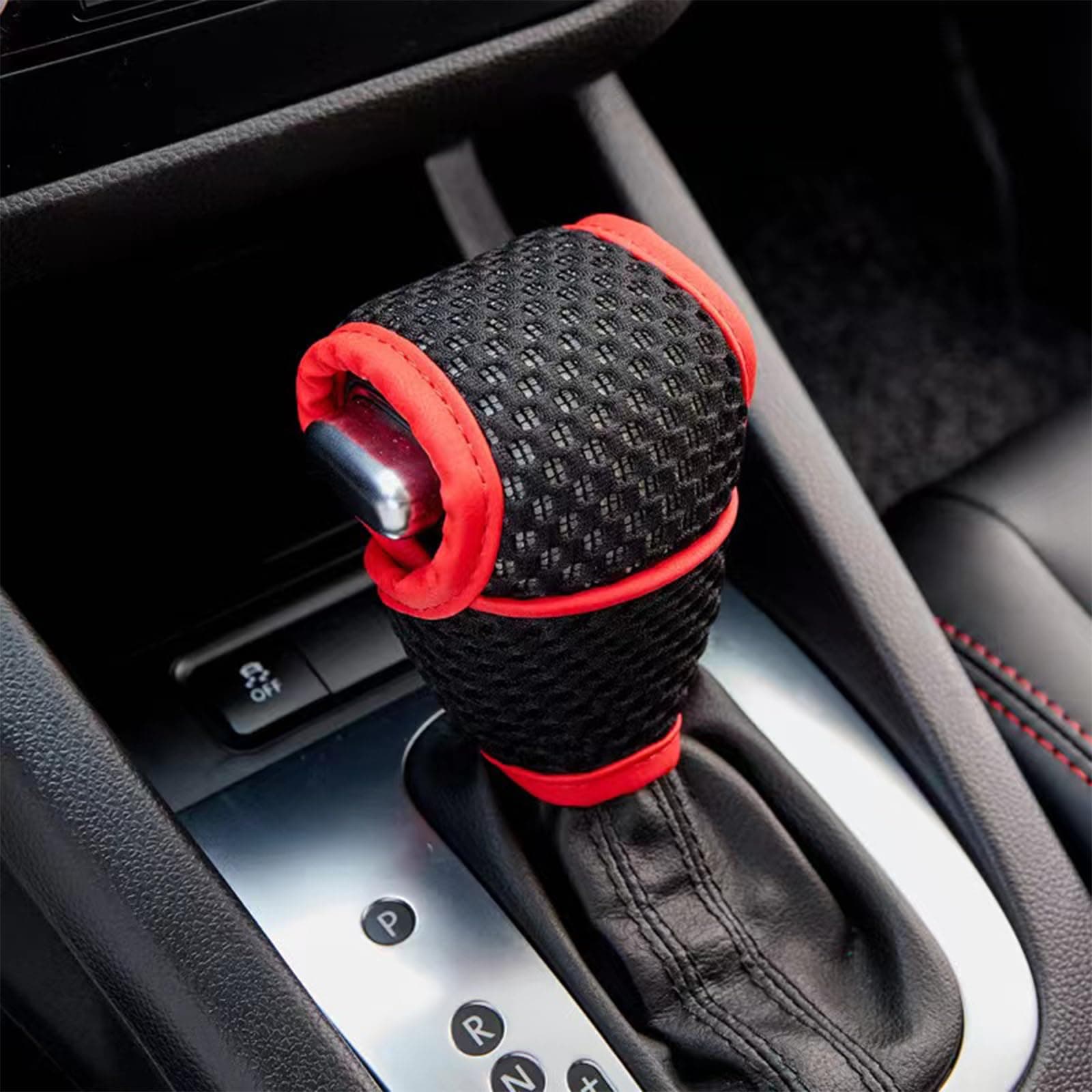 UZZHCar Gear Shift Knob Cover, Automotive Automatic/Manual Stick Gear Shifter Knobs Cover, Shifting Handle Protector, Vehicle Interior Decoration Accessories Universal for Car, SUV, Truck (Red)