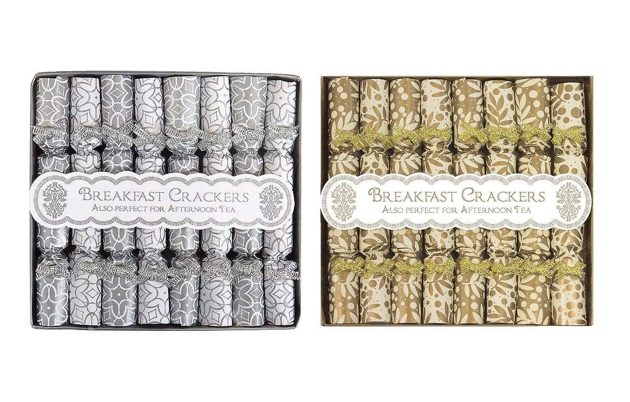 Mini Christmas Crackers Saucer Pack of 16 Breakfast Gold Silver Xmas Afternoon Tea Vintage