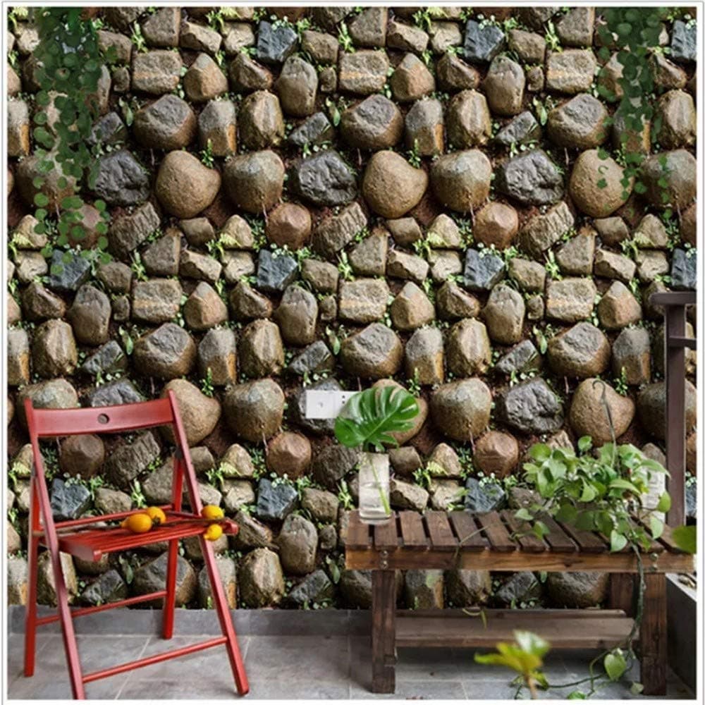 UNIVOCEAN 3D Big Stone Wall Decor PVC Waterproof HD Wall Paper (500 X 45 cm)