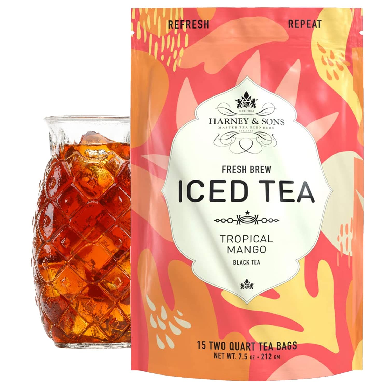 Harney & Sons Tropical Mango Fresh Brew Iced Tea Bags, 15 count