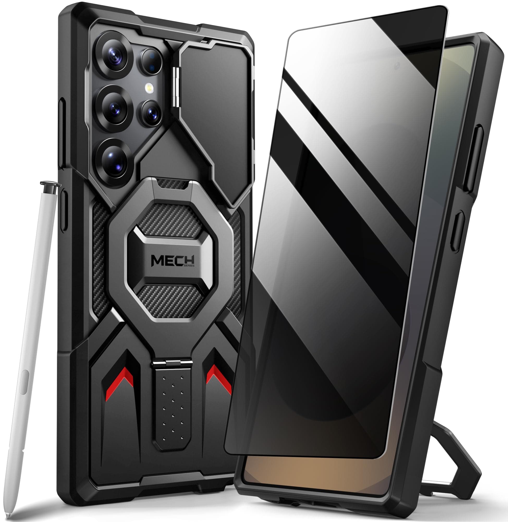 Magnetic for Samsung Galaxy S25 Ultra Case with Ring Stand, [Compatible with MagSafe][Camera Cover Kickstand]Drop Shockproof Rugged Phone Case for S25 Ultra with Screen Protector 2025, Black