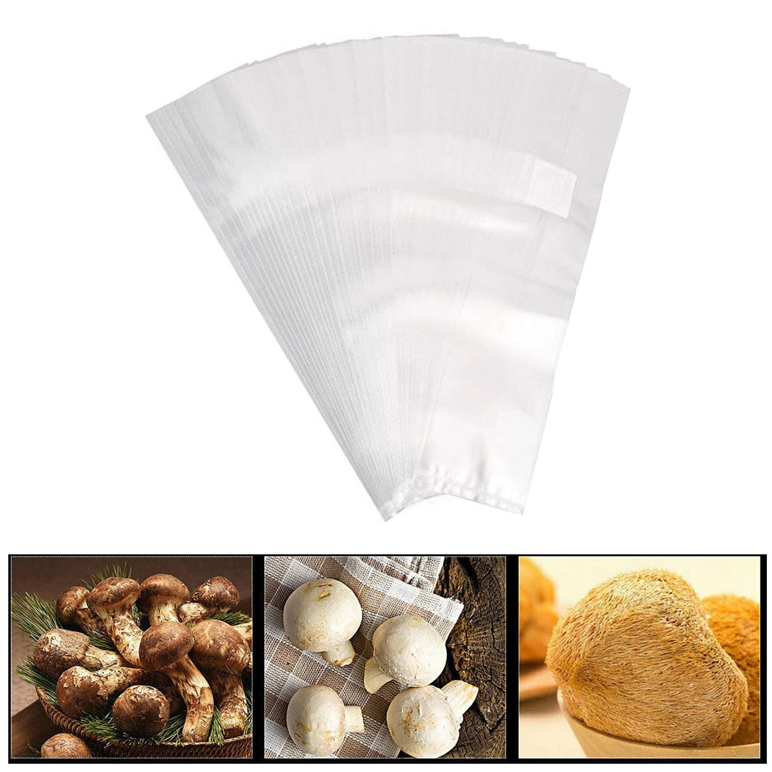 Lehom Mushroom Grow Bags 50 Pack Large Mushroom Bags 3 Mil Micron Filter Breathable Cultivation Spawn Bags Polypropylene Mushroom Growing Bags
