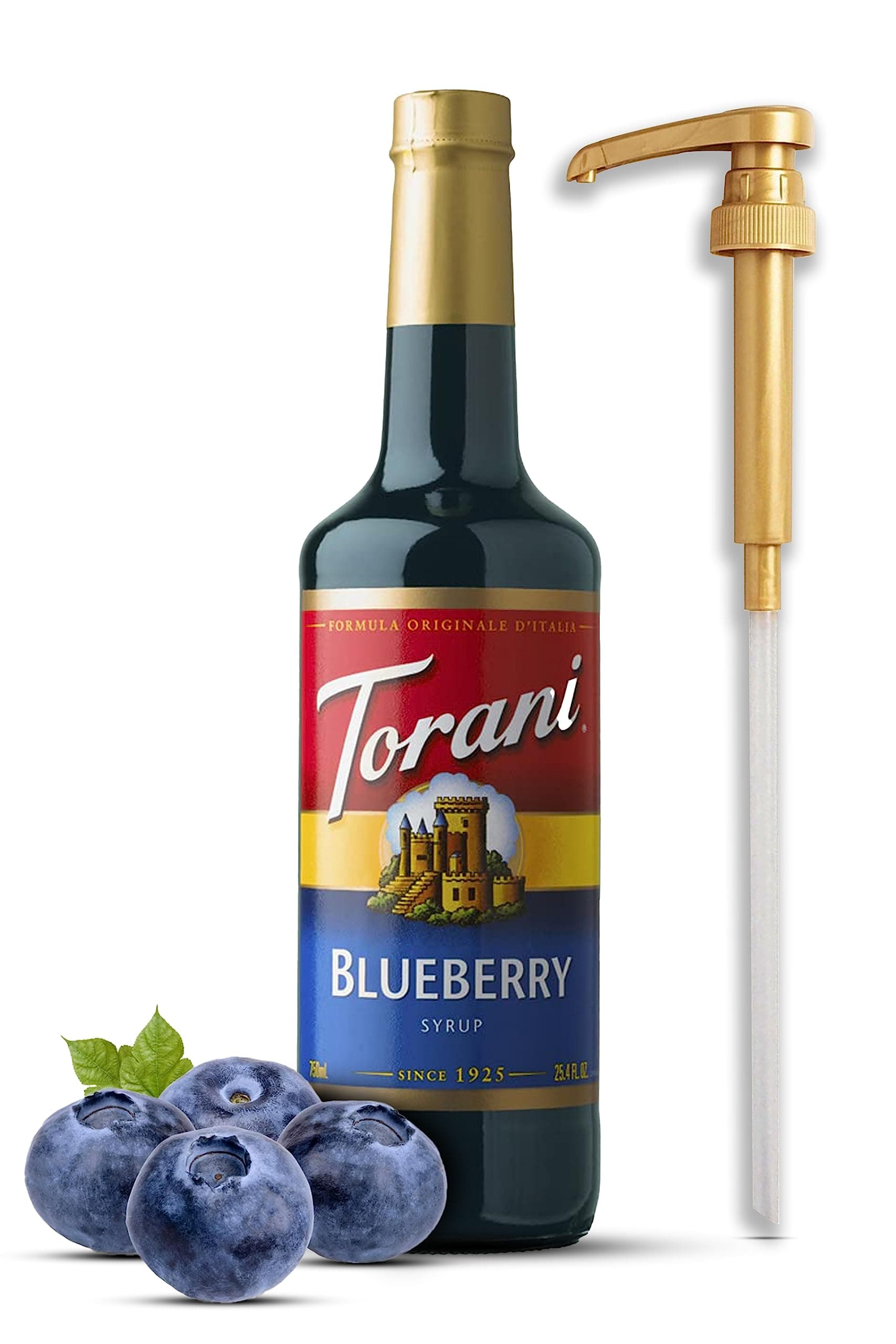 Blueberry Syrup for Drinks, Pancakes, 25.4 Ounces, with Fresh Finest Syrup Pump