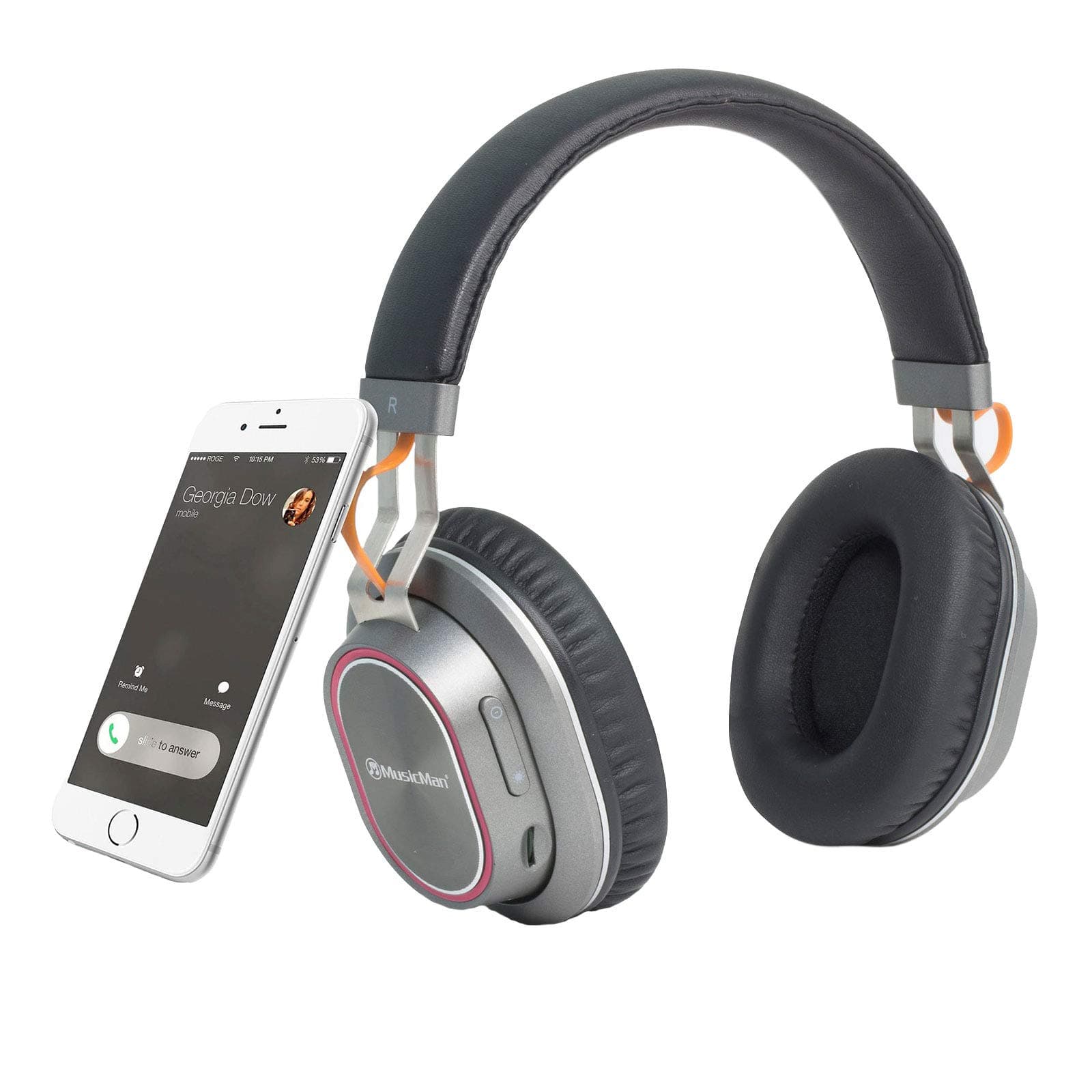 MusicMan Bluetooth Overear Headphone LED Style BT-X33, wireless music experience from mobile devices & hands-free function & lighting effects