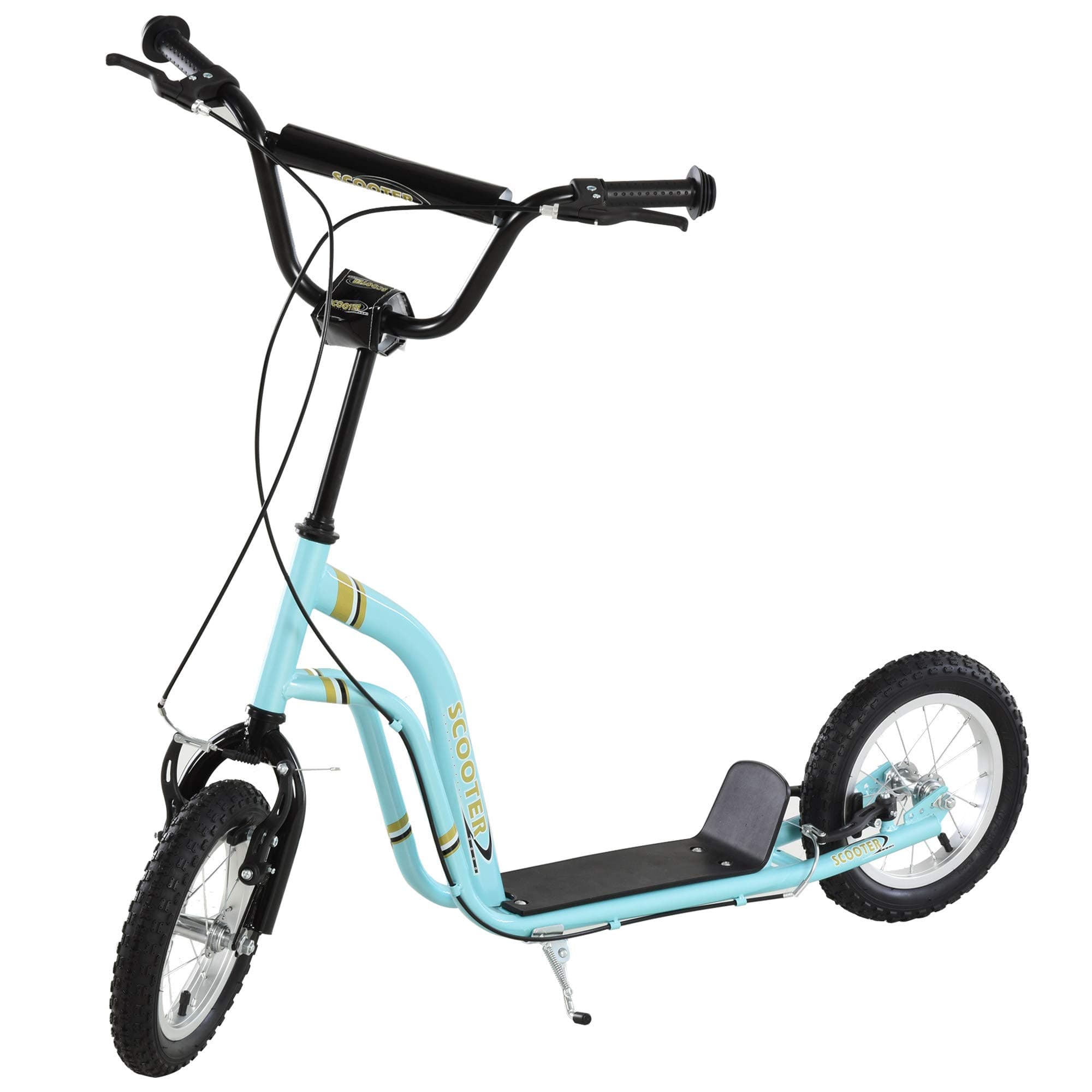 HOMCOM Kids Scooter, Teen Push Scooter with Big Wheels, 85-95cm Adjustable Handlebar Height, Dual Brakes, for Ages 5+ Years