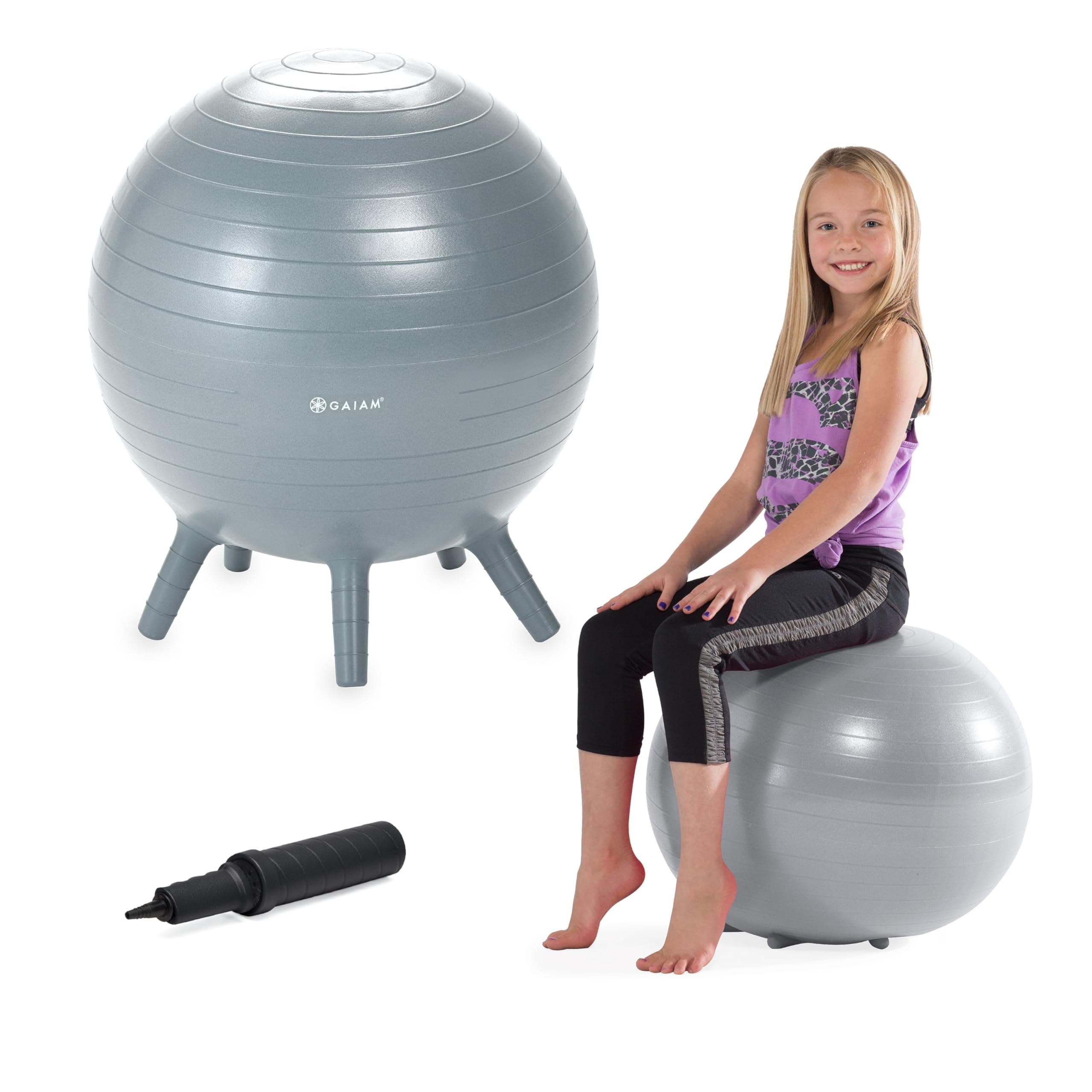 Stay-N-Play Children's Balance Ball - Flexible School Chair Active Classroom Desk Alternative Seating Built-In Stay-Put Soft Stability Legs, Includes Air Pump