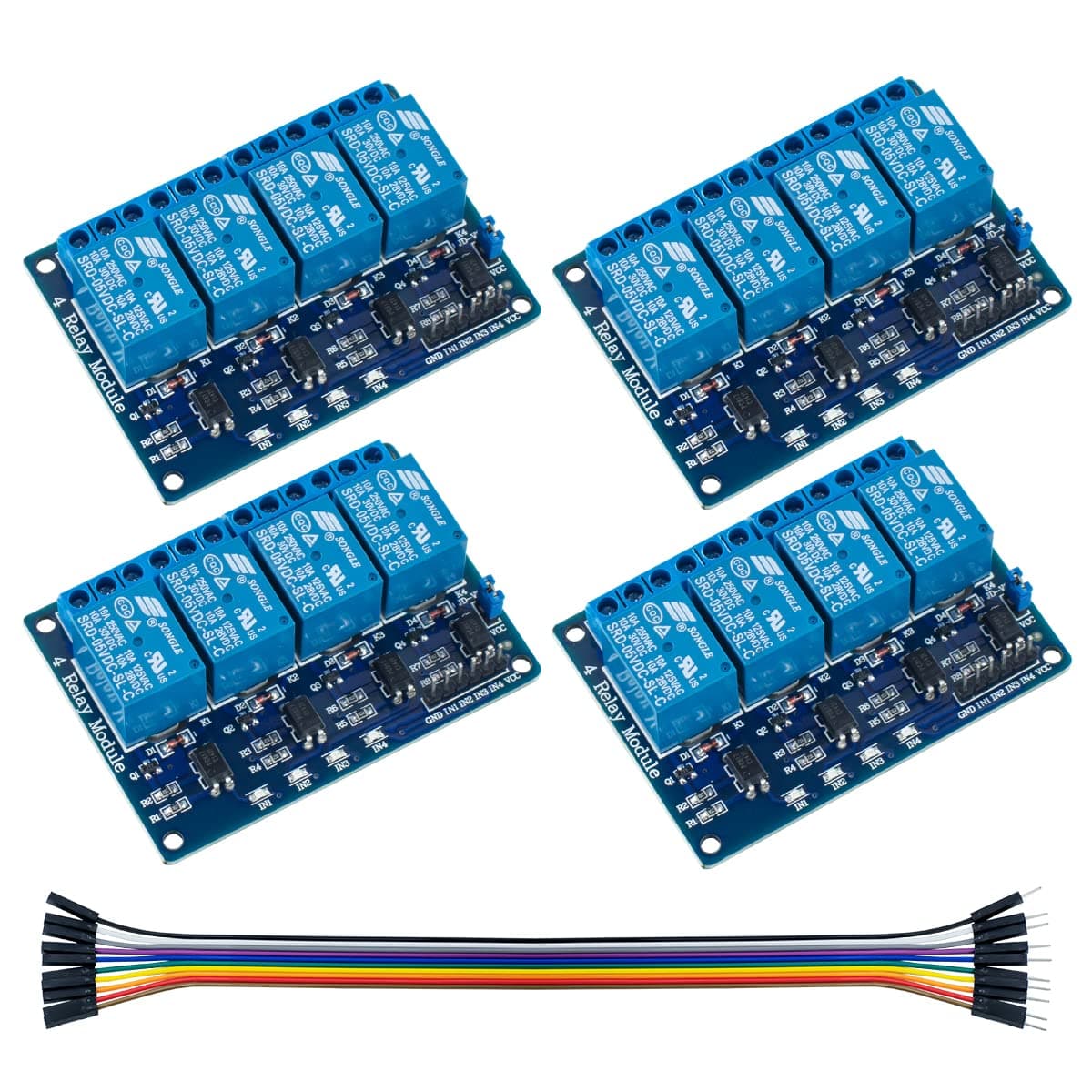 4Pack 4 Channel DC 5V Relay Module with Optocoupler Relay Board for Arduino Raspberry Pi MEGA2560