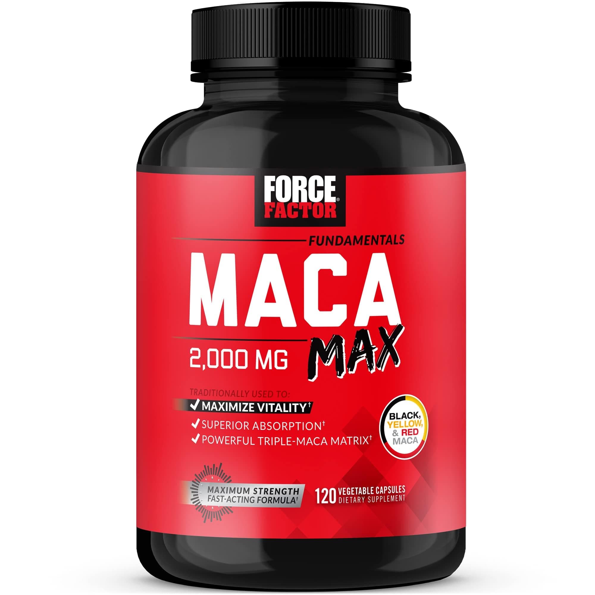 Maca Max, Maca Root Capsules to Maximize Vitality & Performance, Made with Black Maca, Red Maca, & Yellow Maca Powder, Maca Root Powder, 2000mg, 120 Capsules