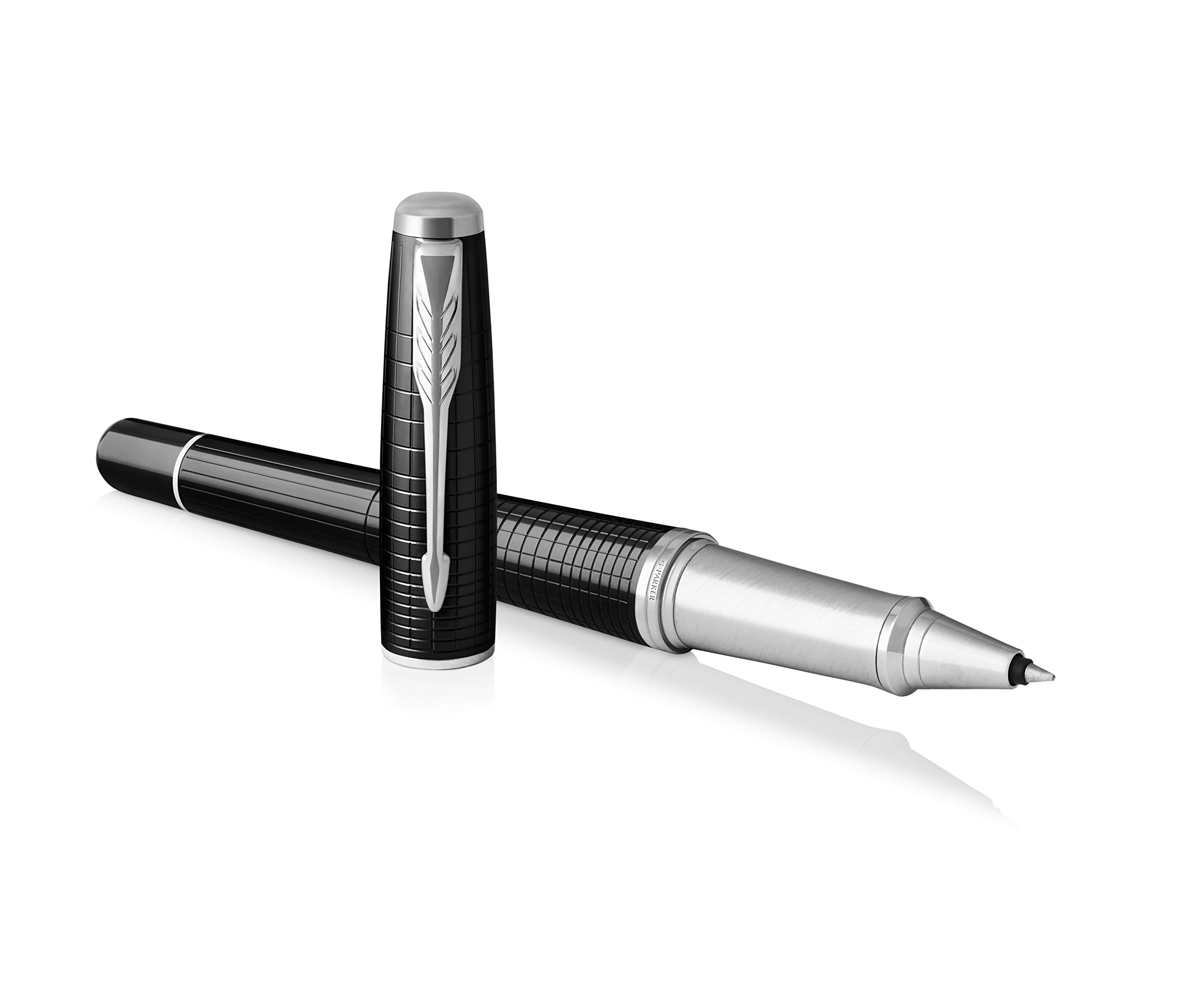 PARKER Urban Rollerball Pen, Premium Ebony Metal Chiselled with Fine Point Black Ink Refill (1931614)