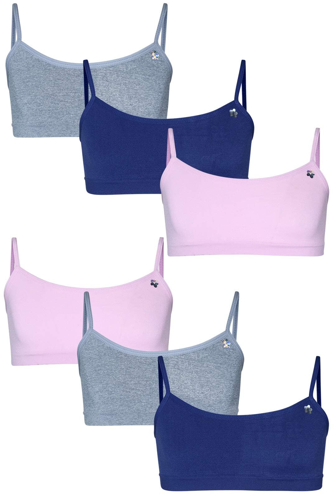 Girls Training Bra - 6 Pack Sports Bra for Girls with Adjustable Straps