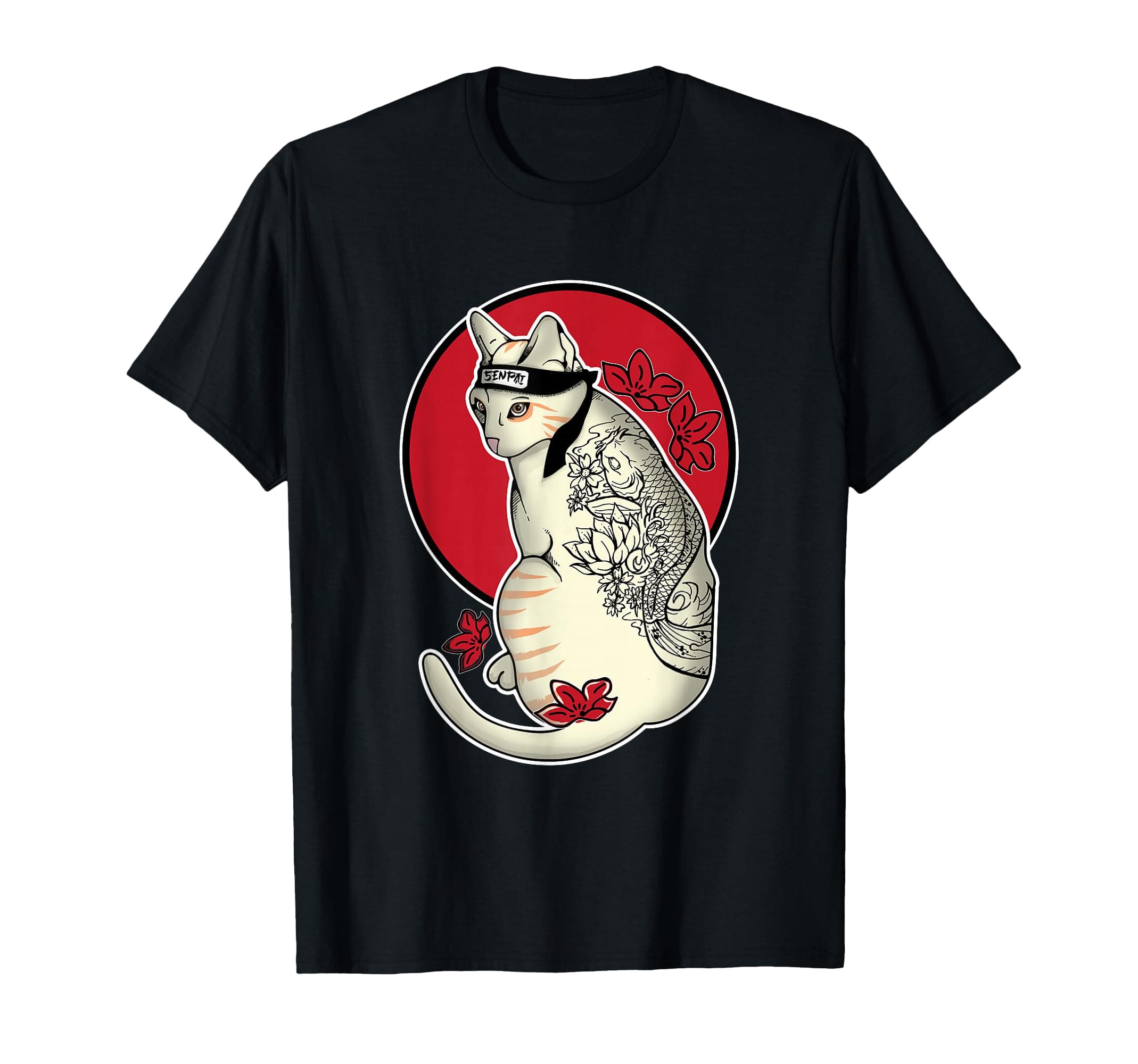 Japanese Samurai Cat Tattoo Irezumi Ninja T-Shirt for Men Women