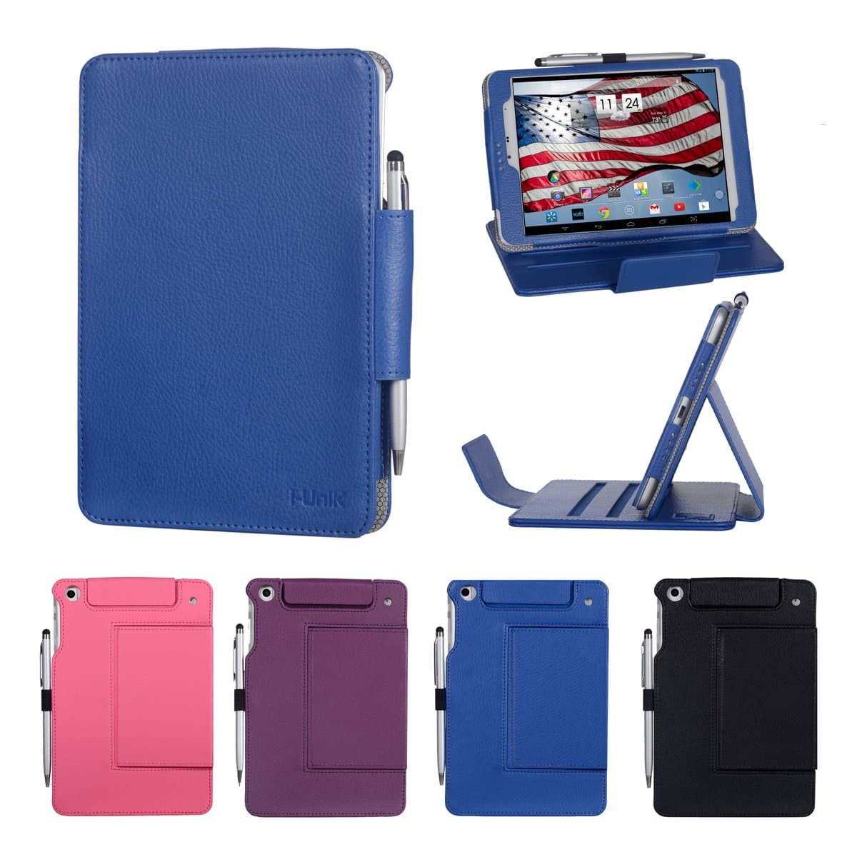 i-UniK Trio AXS 4G Tablet CASE for T-Mobile 4G (NOT FIT Quad Core Models!) Slim Folio Case [Bonus Stylus] - (Blue)