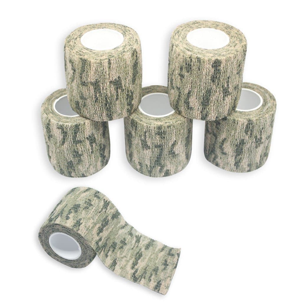 YOUNGE 6 Rolls/lot Self-Adhesive Protective Camouflage Tape 2in*15ft Non-Woven Self-Adhesive Tape Camo Gun Wrap Hunting Cycling Camouflage Stealth Tape