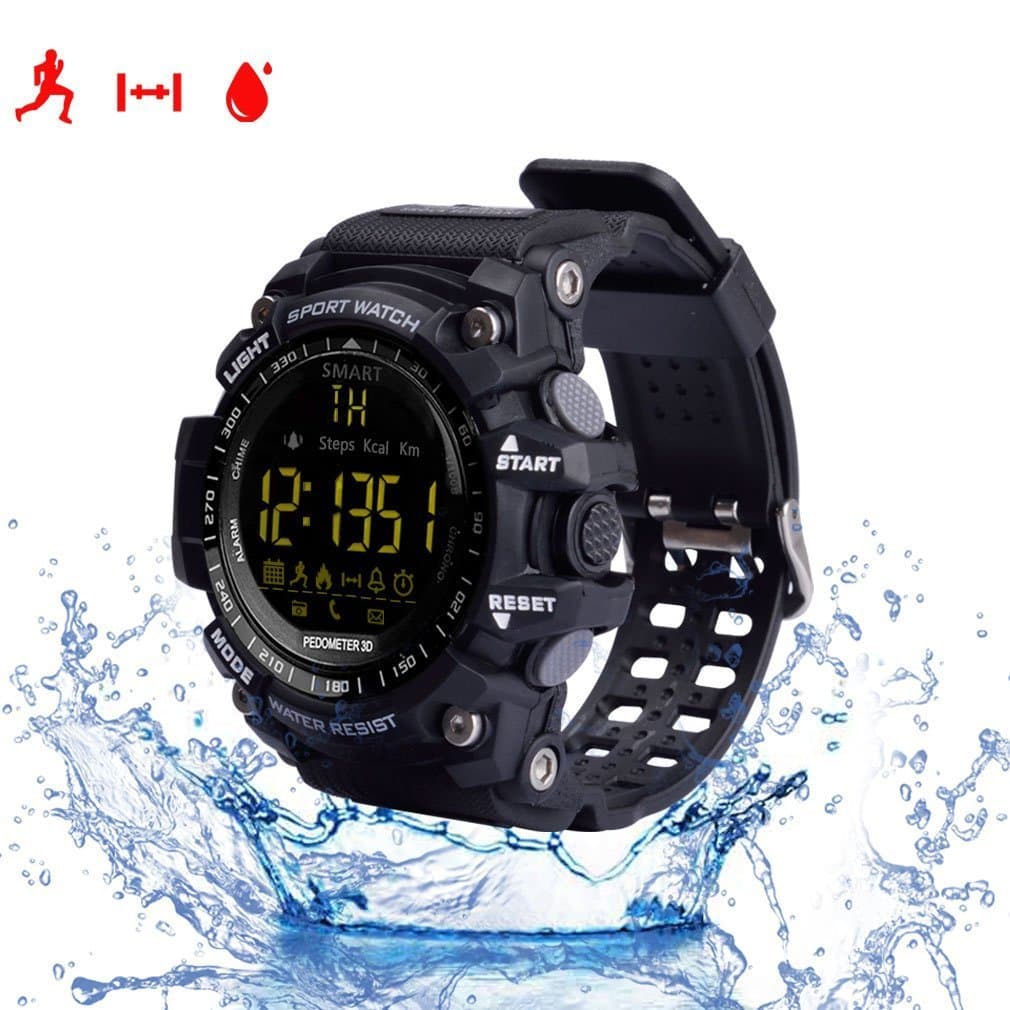 Heart Rate Fitness Tracker Smarts Bracelet Sports Watches Outdoor Waterproof IP67 Multifunction Bluetooth fashion EX16 Watch with Android and IOS Smartphones(Black)