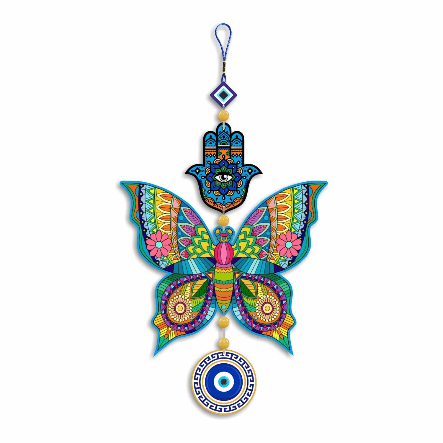 Nupur Studios“Butterfly Evil Eye” Hanging for House/Positive Vibes/Hamsa Hand/House Door Entrance/Offices/Decoration/Good Luck Charm/Prosperity/Peace Charm