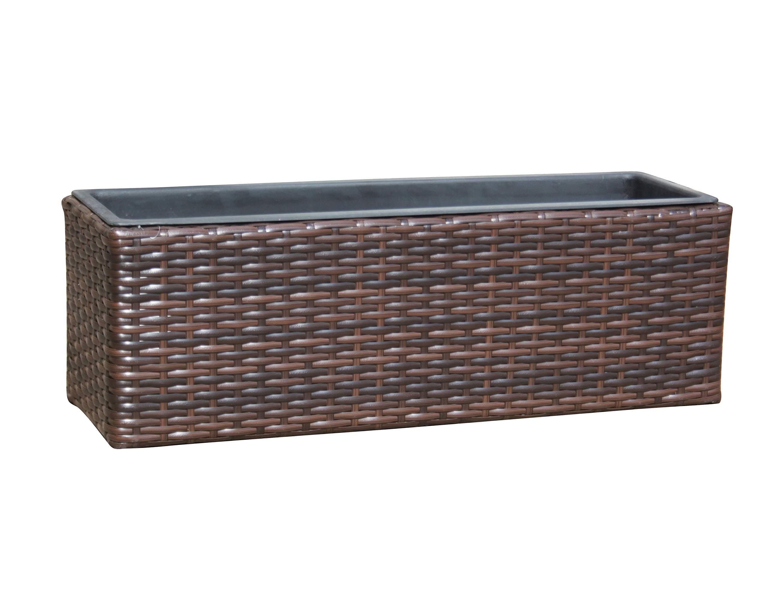 Rattan Hand Woven Rectangle Window Basket Flower Pots Planters Garden Furniture in Brown