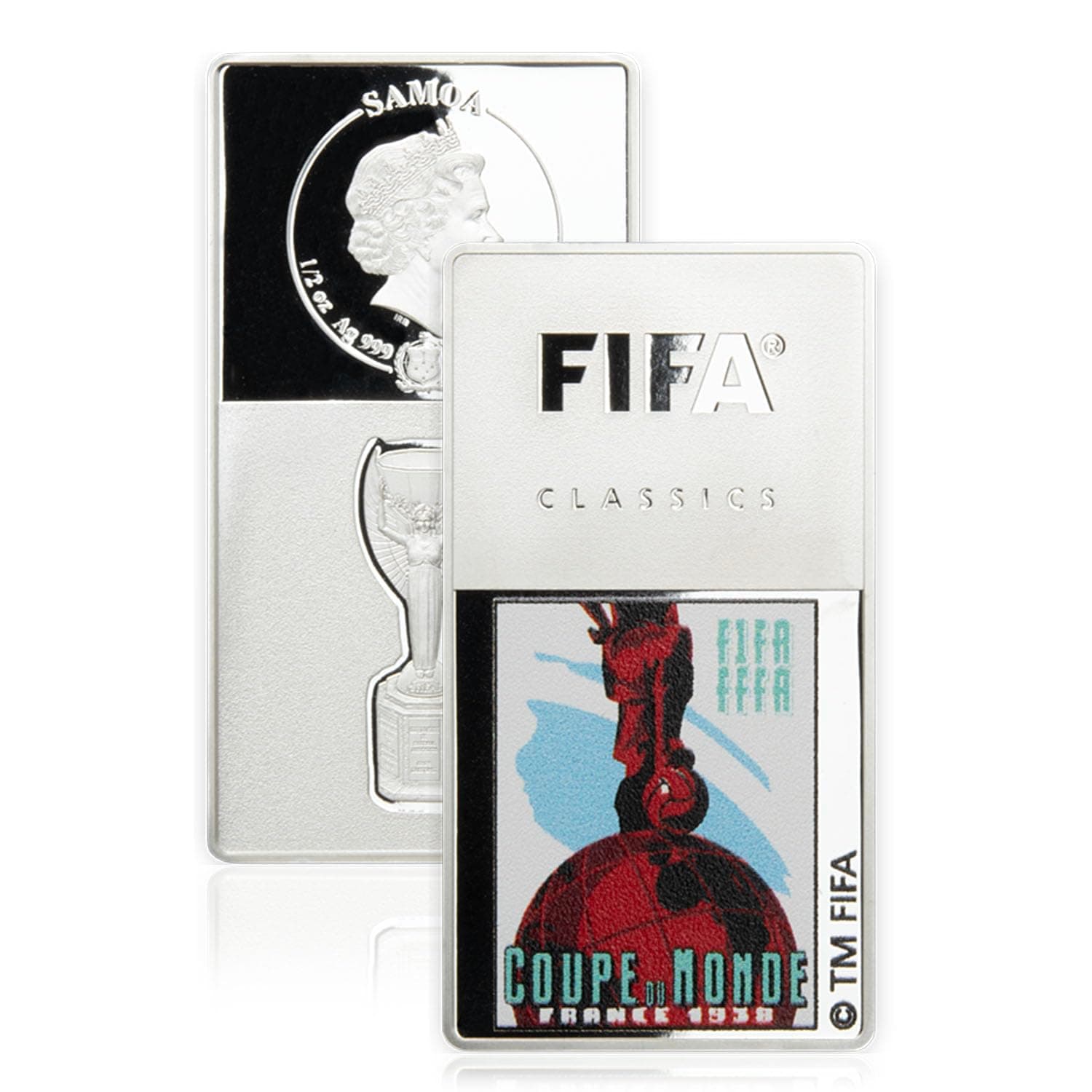 World Cup 1938 France Football Championship Silver Coin Bar Samoa $1 Dollar