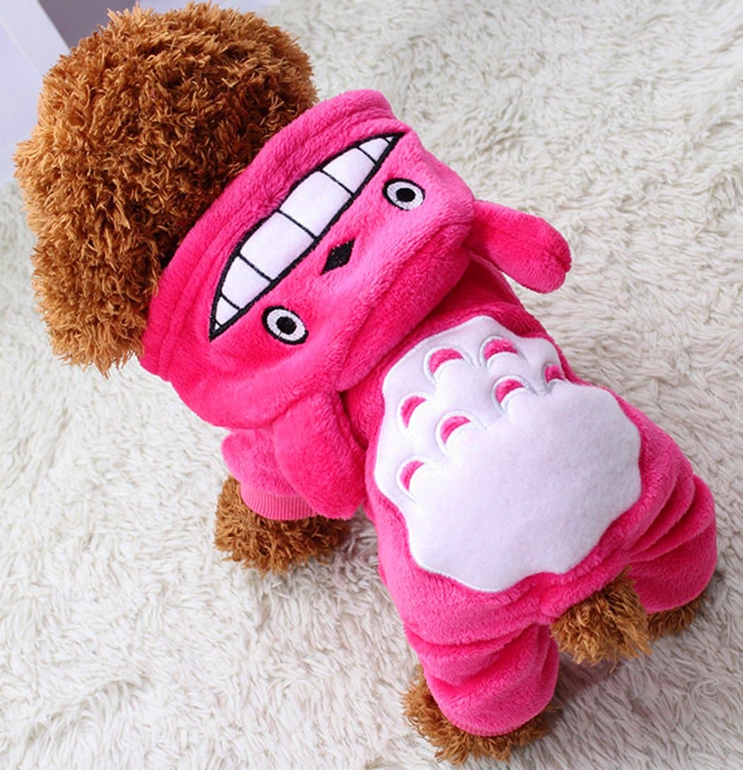 Xiaoyu Puppy Dog Pet Clothes Hoodie Warm Sweater Shirt Puppy Autumn Winter Coat Doggy Fashion Jumpsuit Apparel, Rose, XS