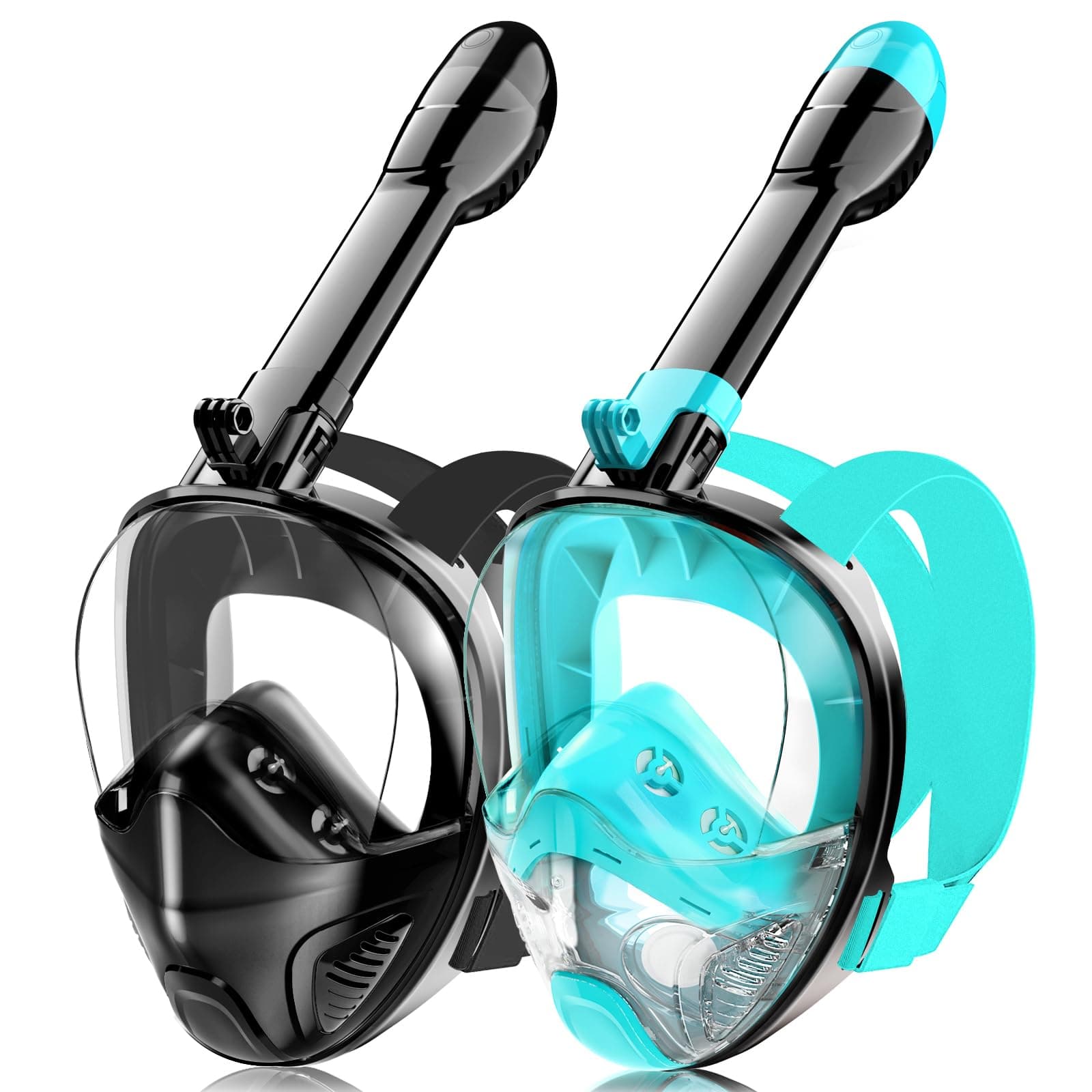 Full Face Snorkel Mask for Adults Teen, Snorkeling Gear with Detachable Camera Mount, Panoramic 180° View, Anti-Fog Anti-Leak Snorkling Set for Man and Women