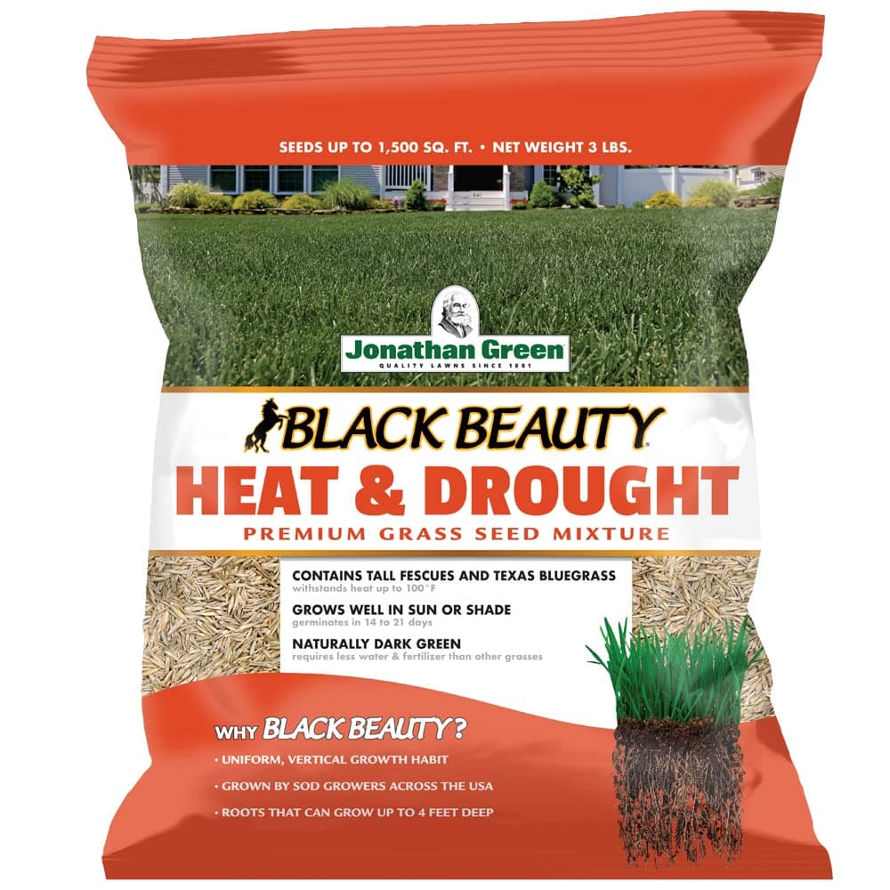 Jonathan Green (10514) Black Beauty Heat & Drought Resistant Grass Seed - Cool Season Lawn Seed (3 lb)