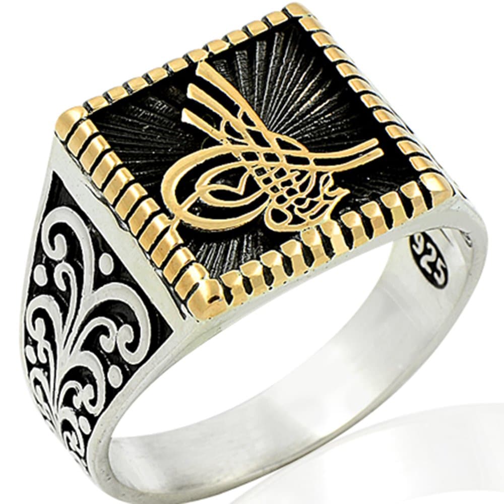 Sterling Silver Men Ring, Ottoman empaire tugram Ring