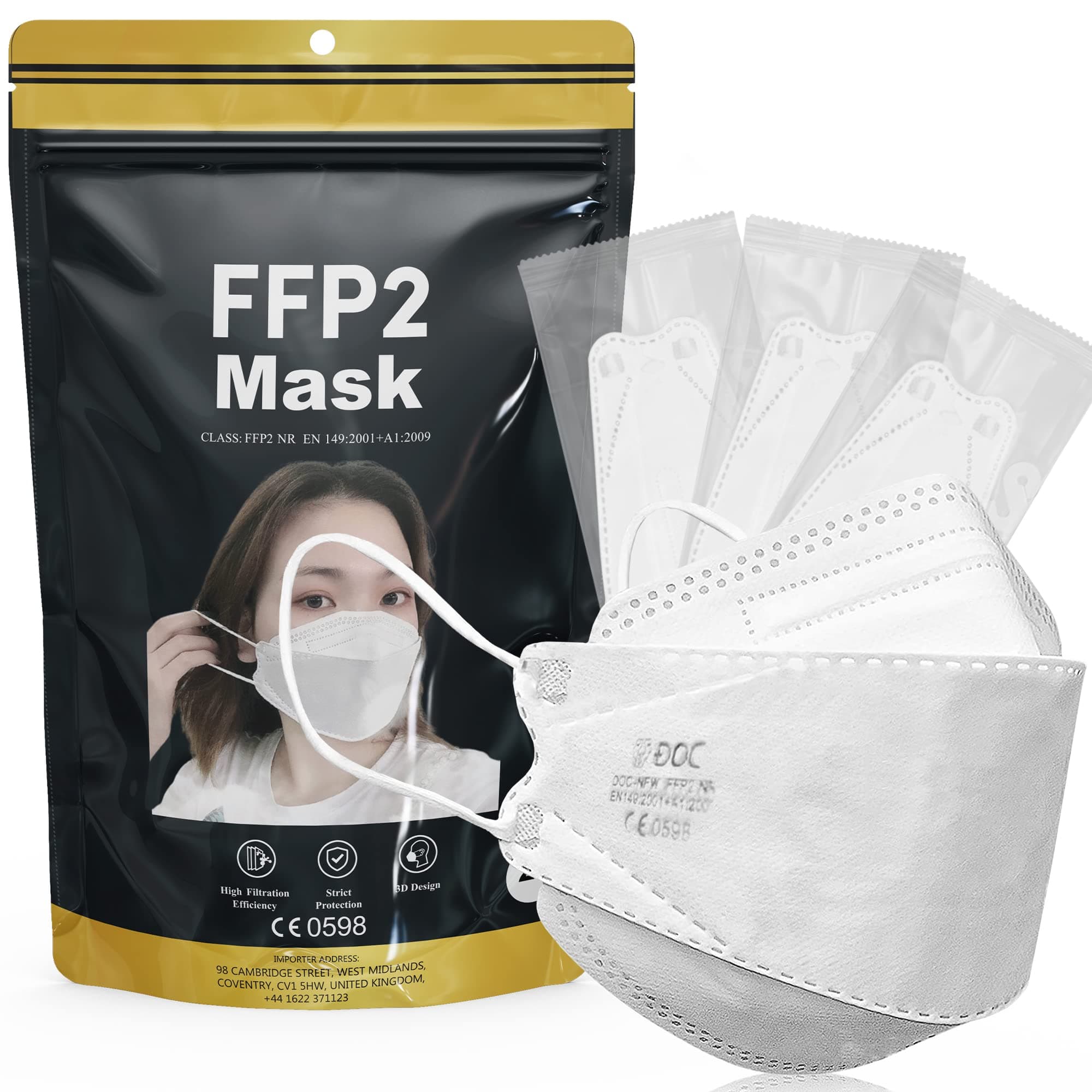 25 PCS INDIVIDUALLY WRAPPED FFP2 Face Masks Uk certified